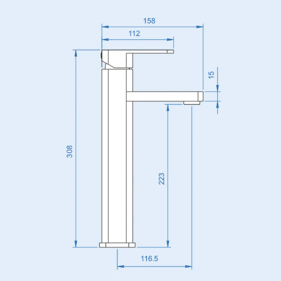 Modern Extended Bathroom Chrome Countertop Basin Sink Mixer Tap