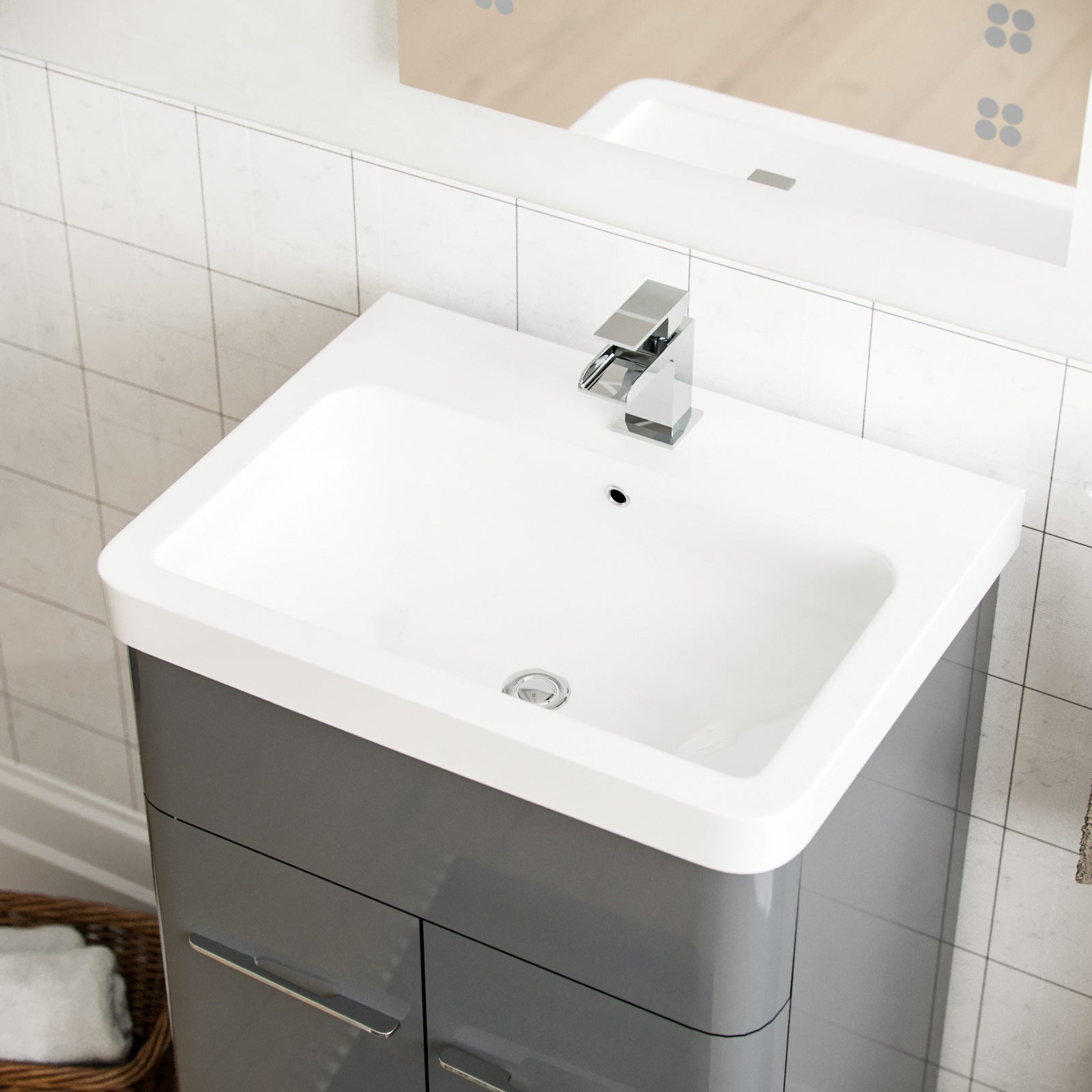 Afern 500mm Vanity Basin Unit, WC Unit & Ellis Back to Wall Toilet Grey