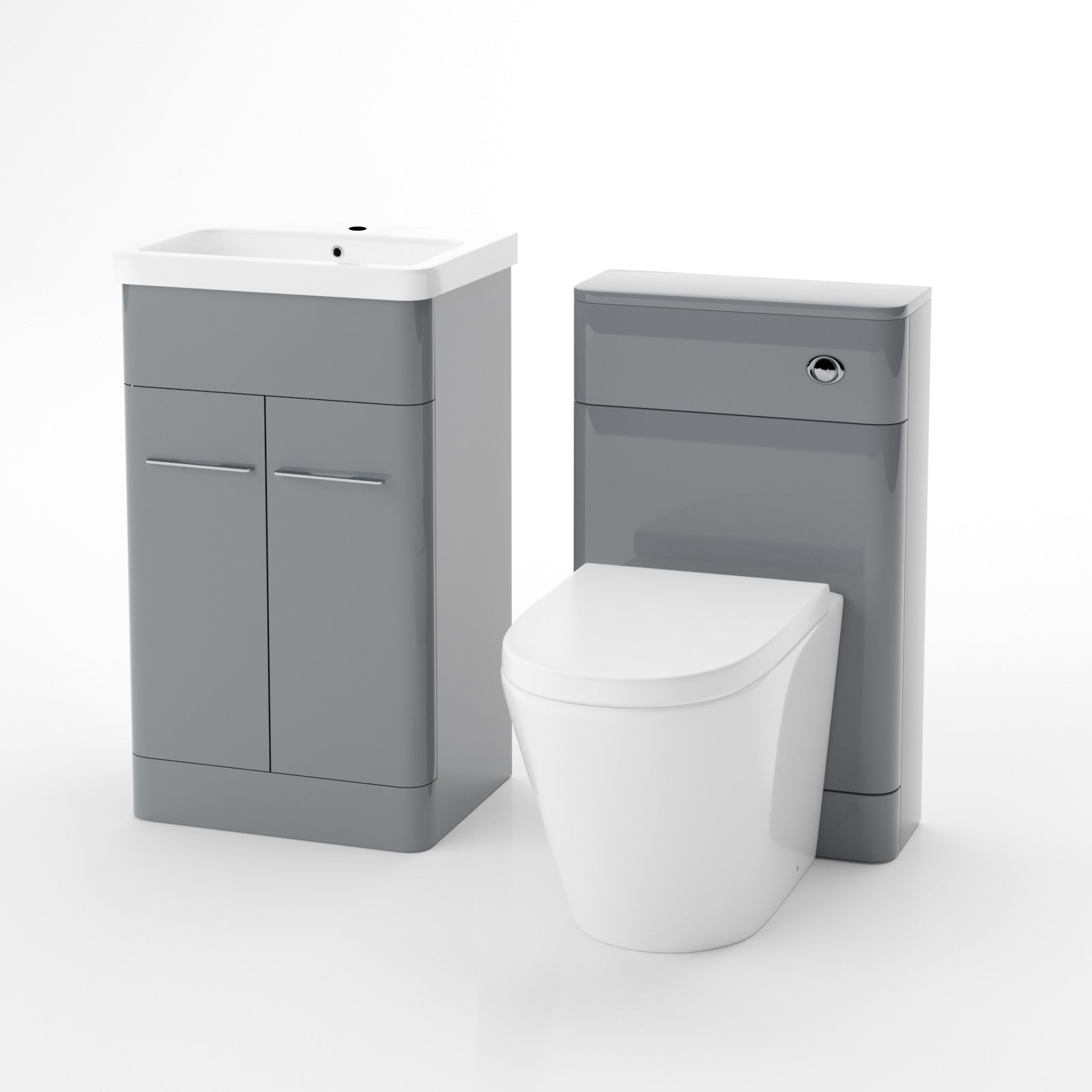 Afern 500mm Vanity Basin Unit, WC Unit & Ellis Back to Wall Toilet Grey