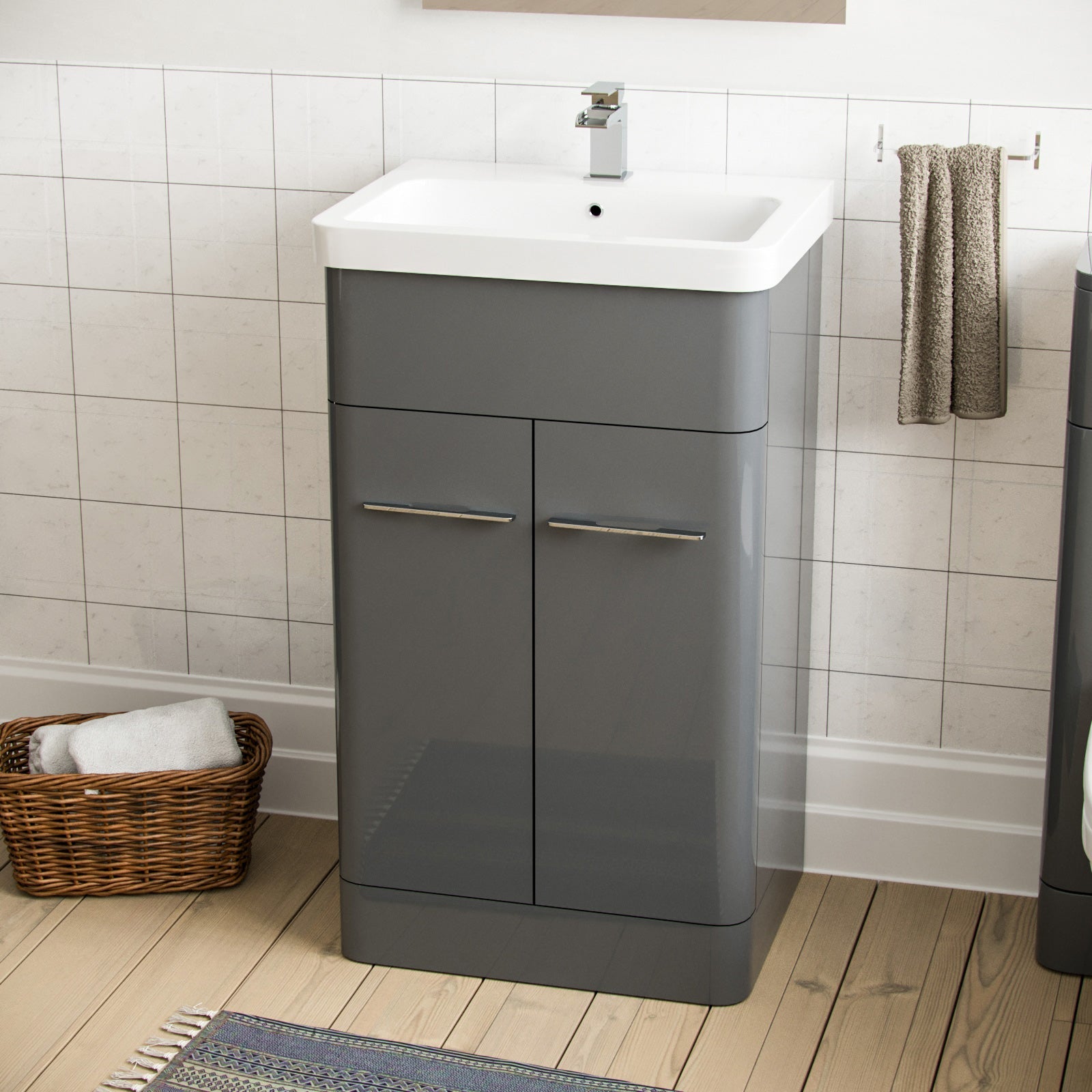 Afern 500mm Vanity Basin Unit, WC Unit & Elso Back to Wall Toilet Grey