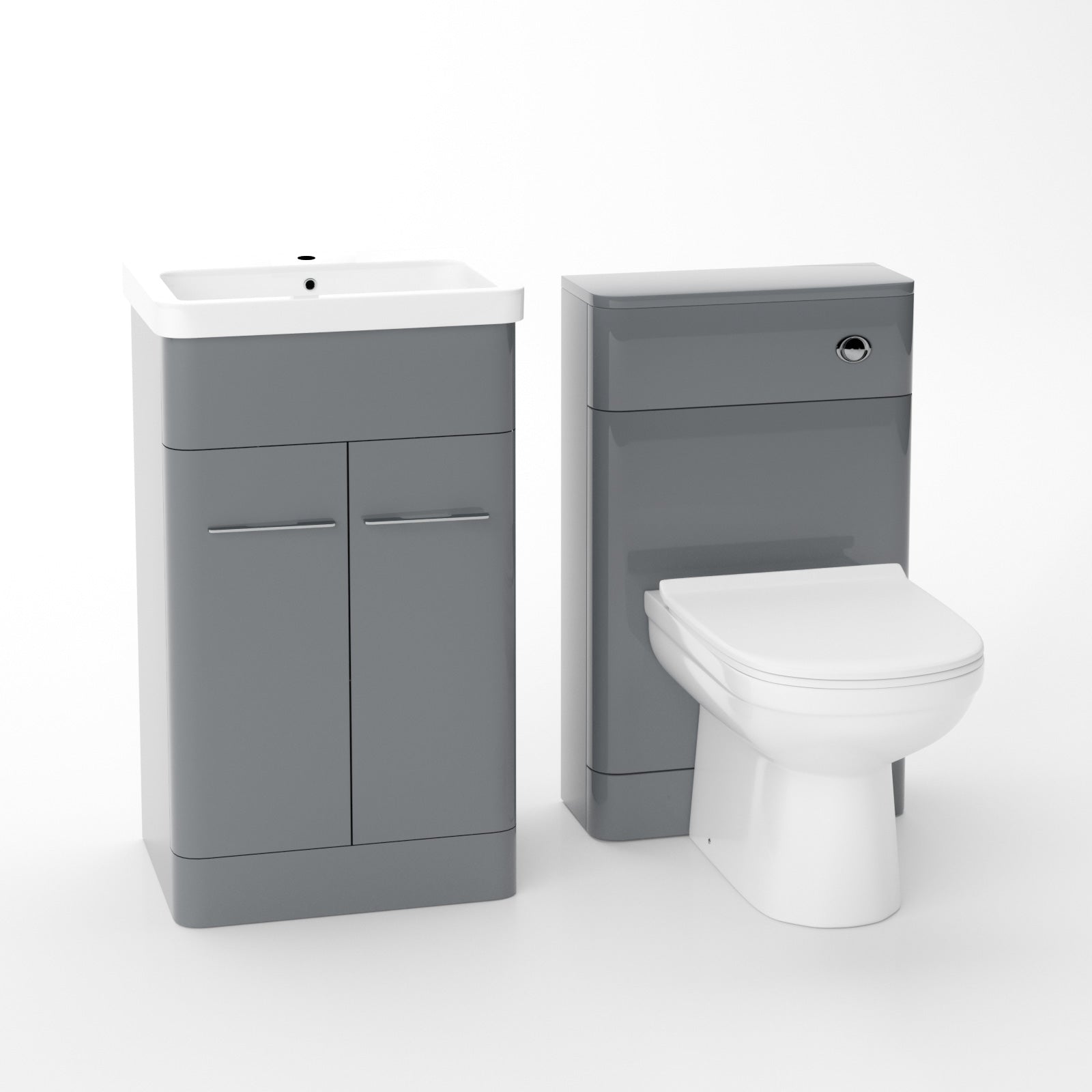 Afern 500mm Vanity Basin Unit, WC Unit & Elso Back to Wall Toilet Grey