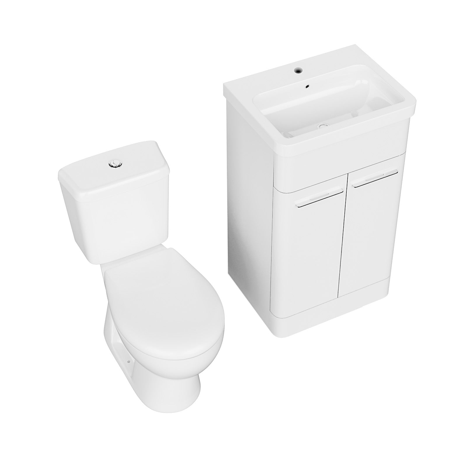 Afern 500mm Freestanding Modern Gloss White Flat Packed Vanity Unit with Close Coupled Toilet