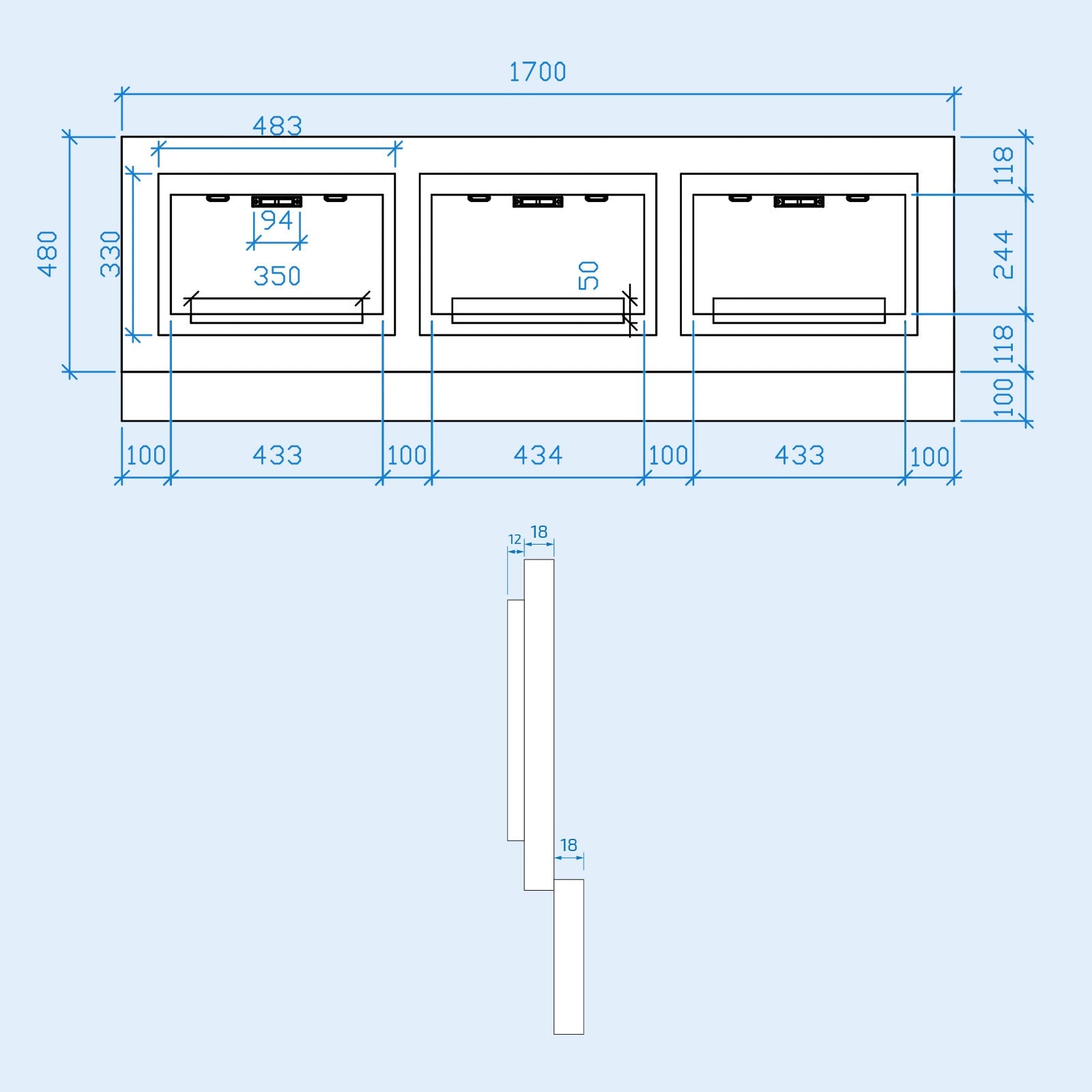 Matt Grey 1700mm Magnetic Door Durable PVC Front Bath Panel