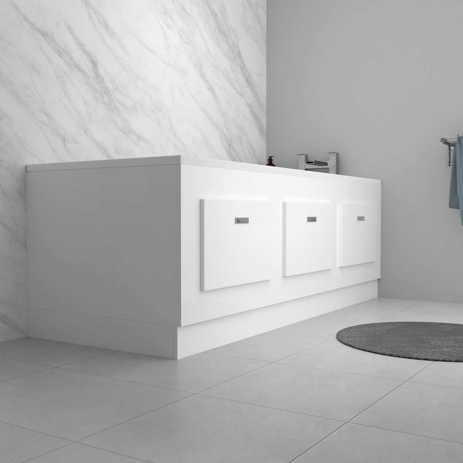 White 1700mm Magnetic Door Durable PVC Front Bath Panel