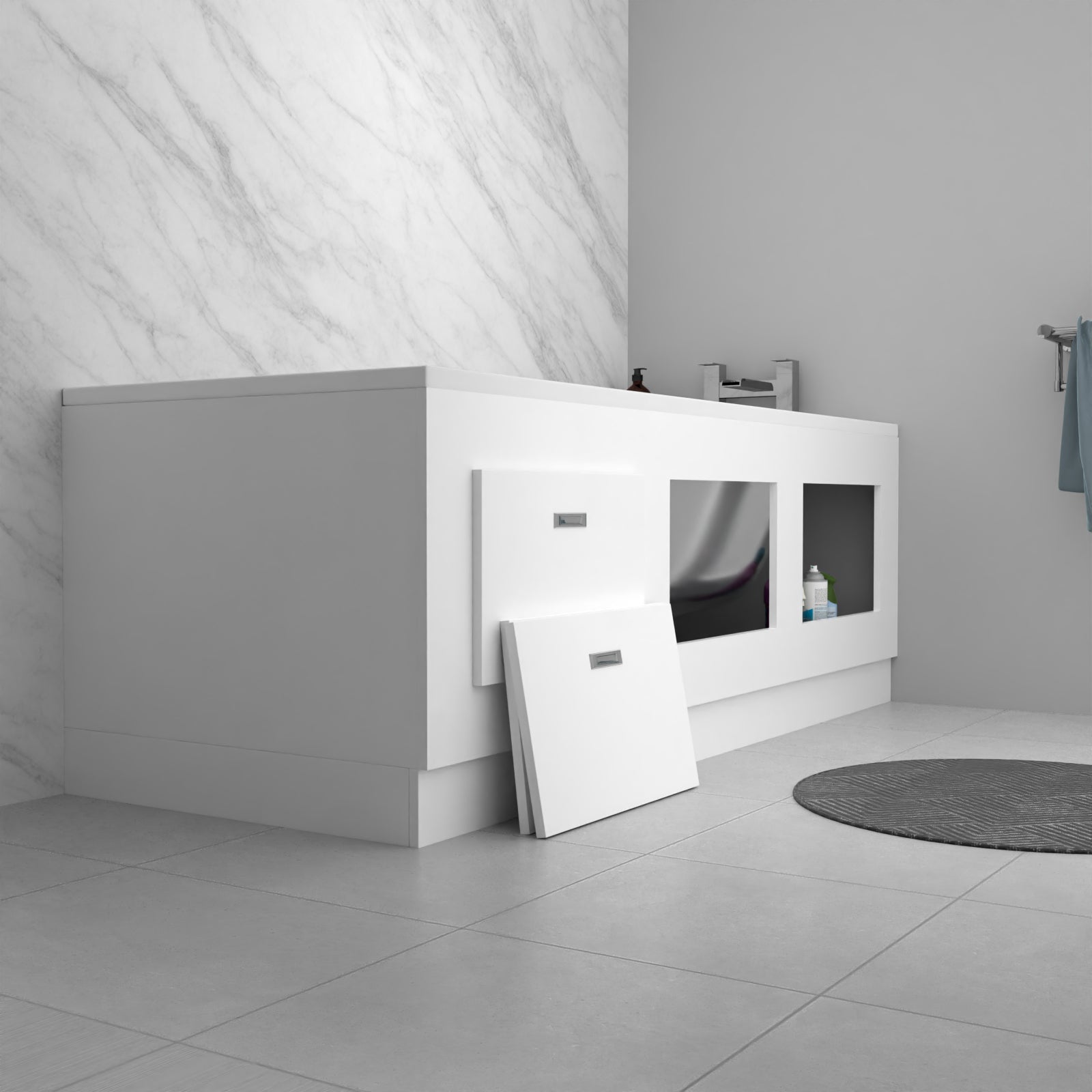 White 1700mm Magnetic Door Durable PVC Front Bath Panel