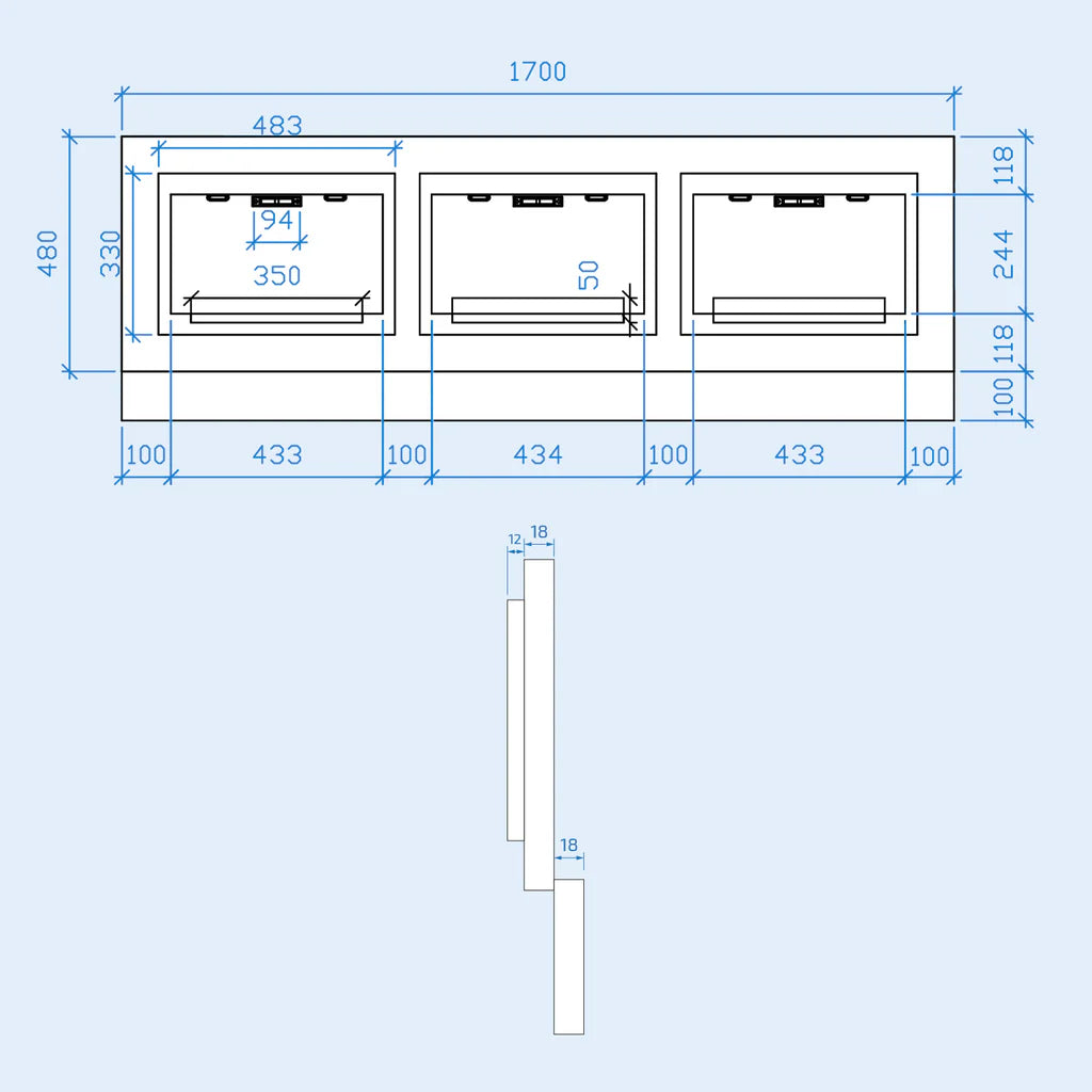 White 1700mm Magnetic Door Durable PVC Front Panel and End Panel