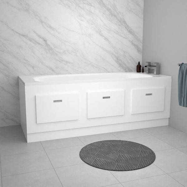 White PVC 1700mm Front Bath Panel with Magnetic Door - Adjustable Height