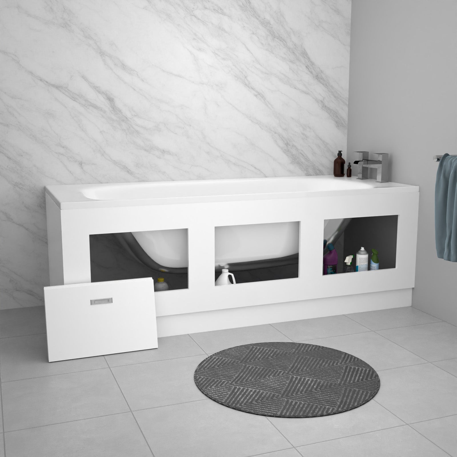 White 1800mm Magnetic Door Durable PVC Front Bath Panel