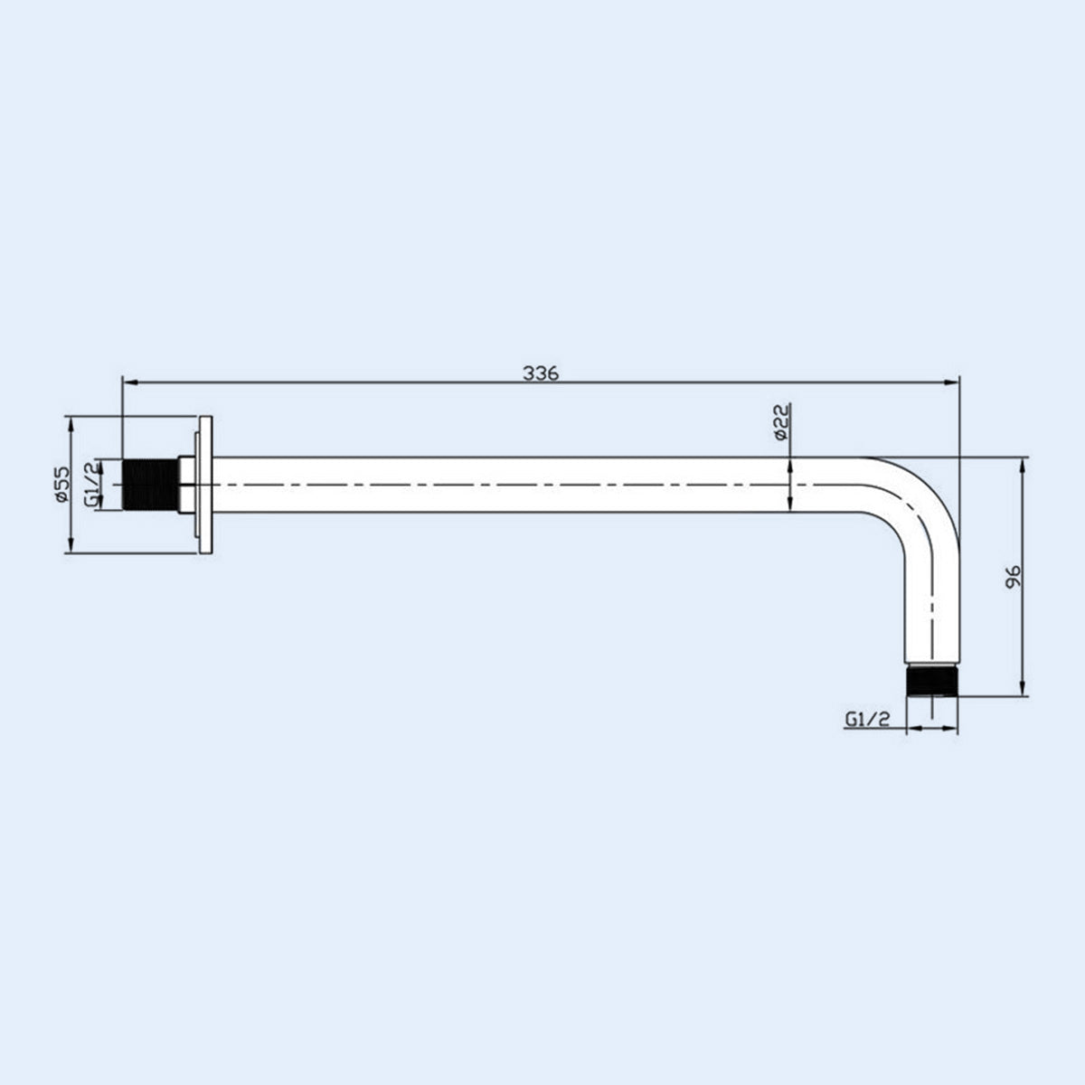 336mm Wall Mounting Brass Round Shower Arm Brushed Brass