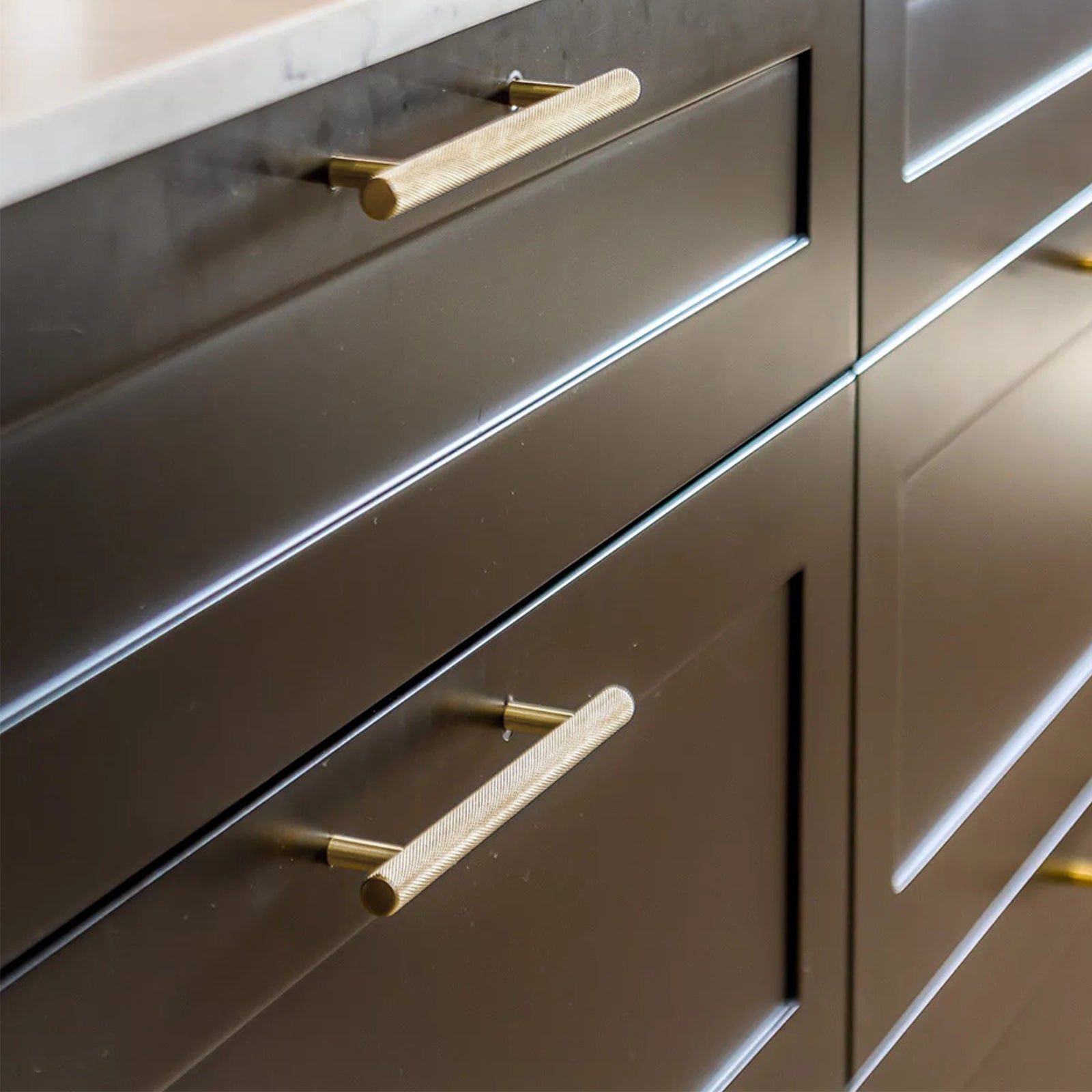 Brushed Brass 380mm Handles For Vanity Drawer With Fixing