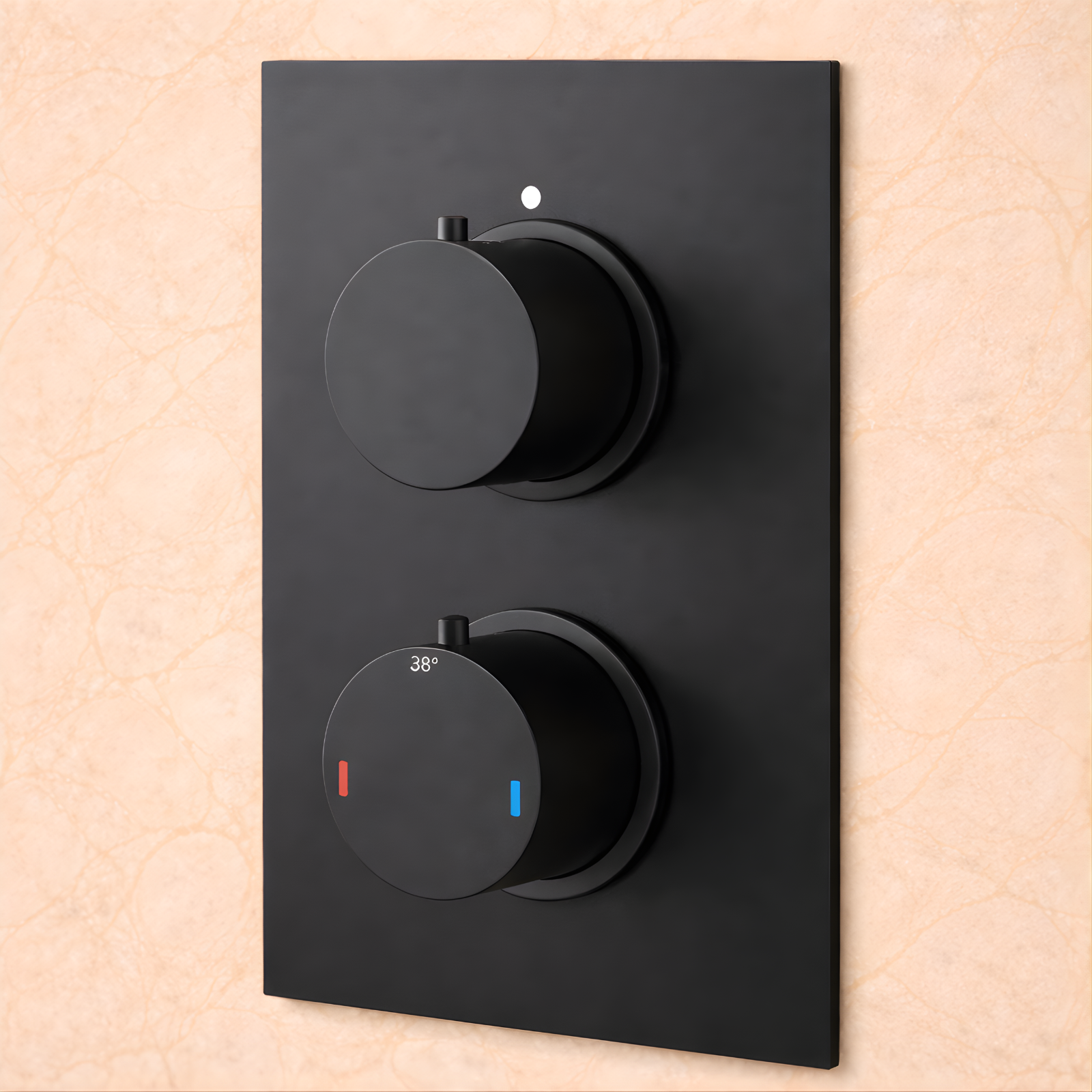 Onyx 2 Dial 1 Outlet Modern Round Matt Black Concealed Thermostatic Shower Valve with Handheld Shower Set