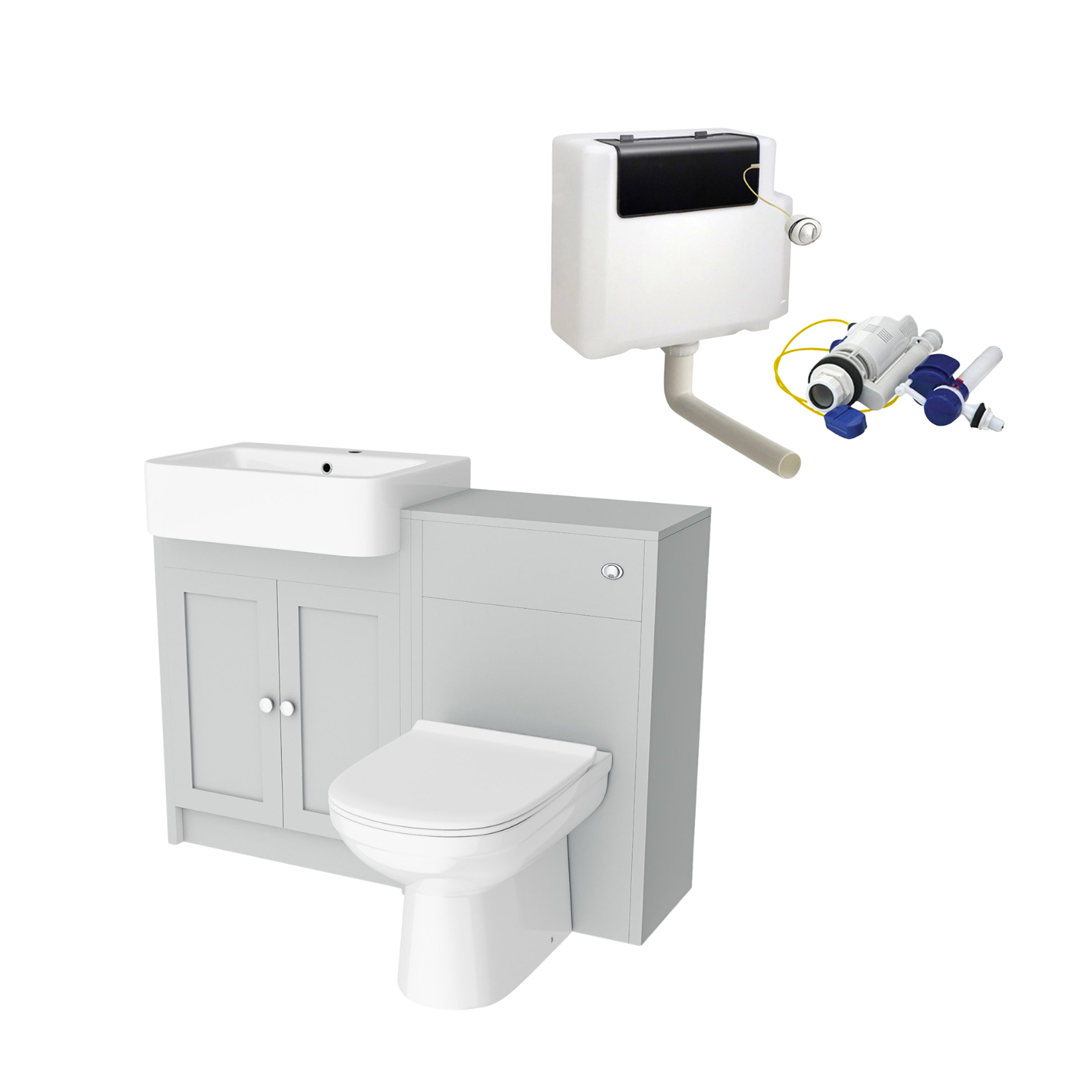 Matte Grey 1100mm Traditional Vanity Basin WC Unit & BTW Toilet Unit