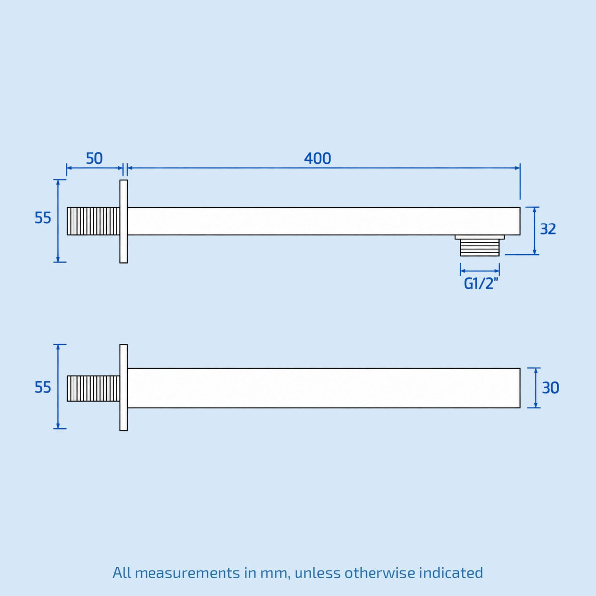 Moulin Thermostatic Wall Mounted Waterfall Shower with 400mm Shower Head