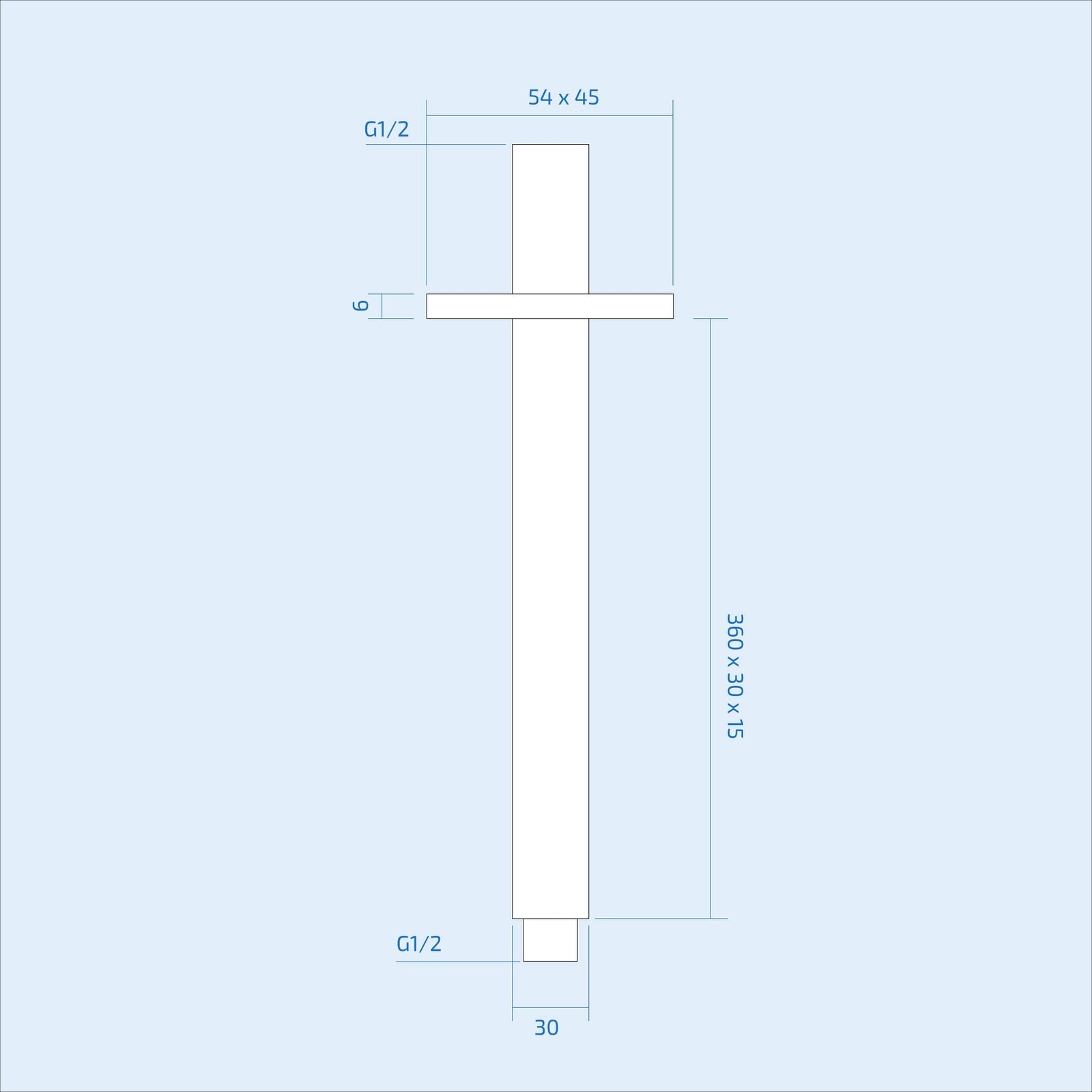 360mm Square Ceiling Shower Arm Chrome