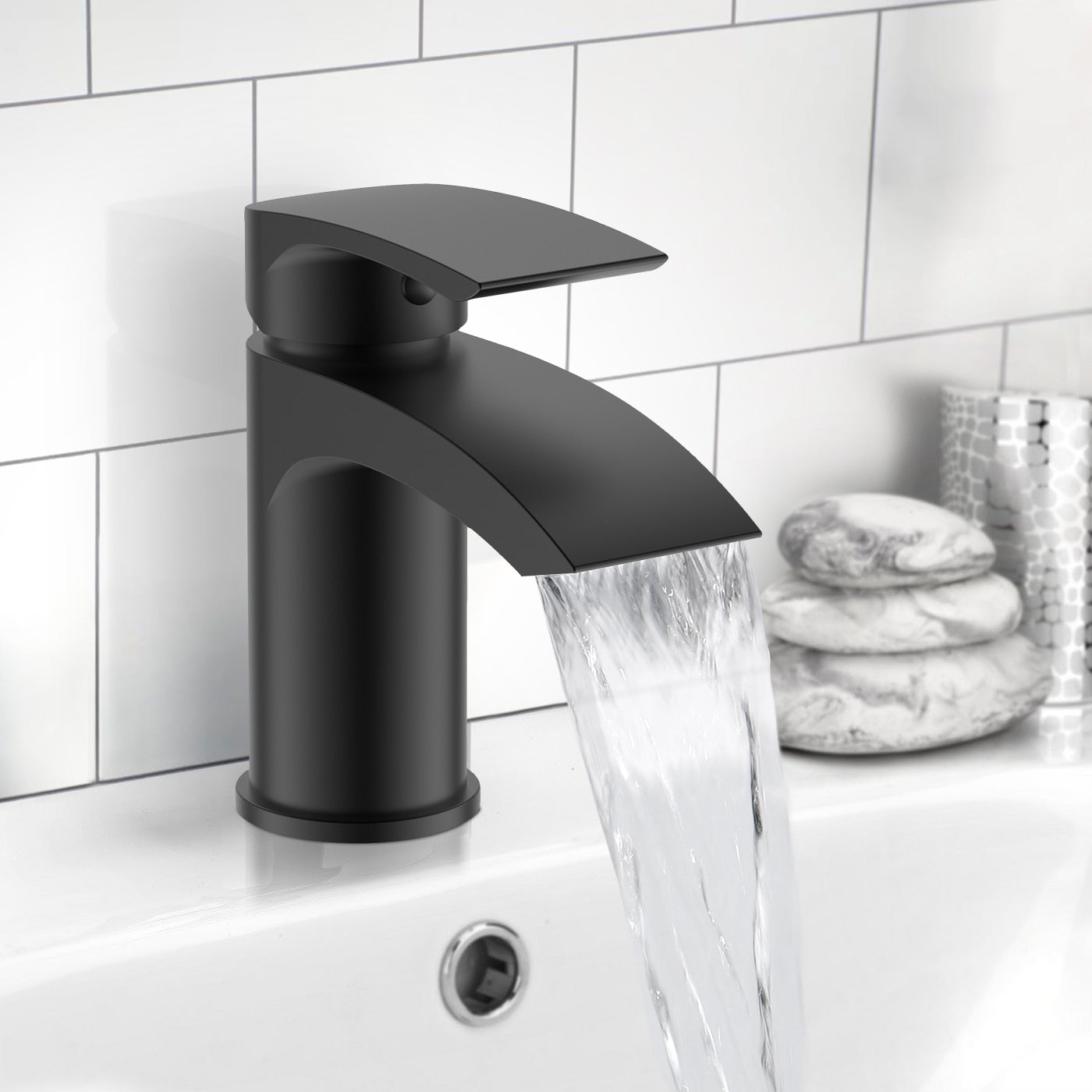 Vago Bathroom Sink Basin Mono Mixer Bath Filler Shower Black Matt Brass Tap & Waste