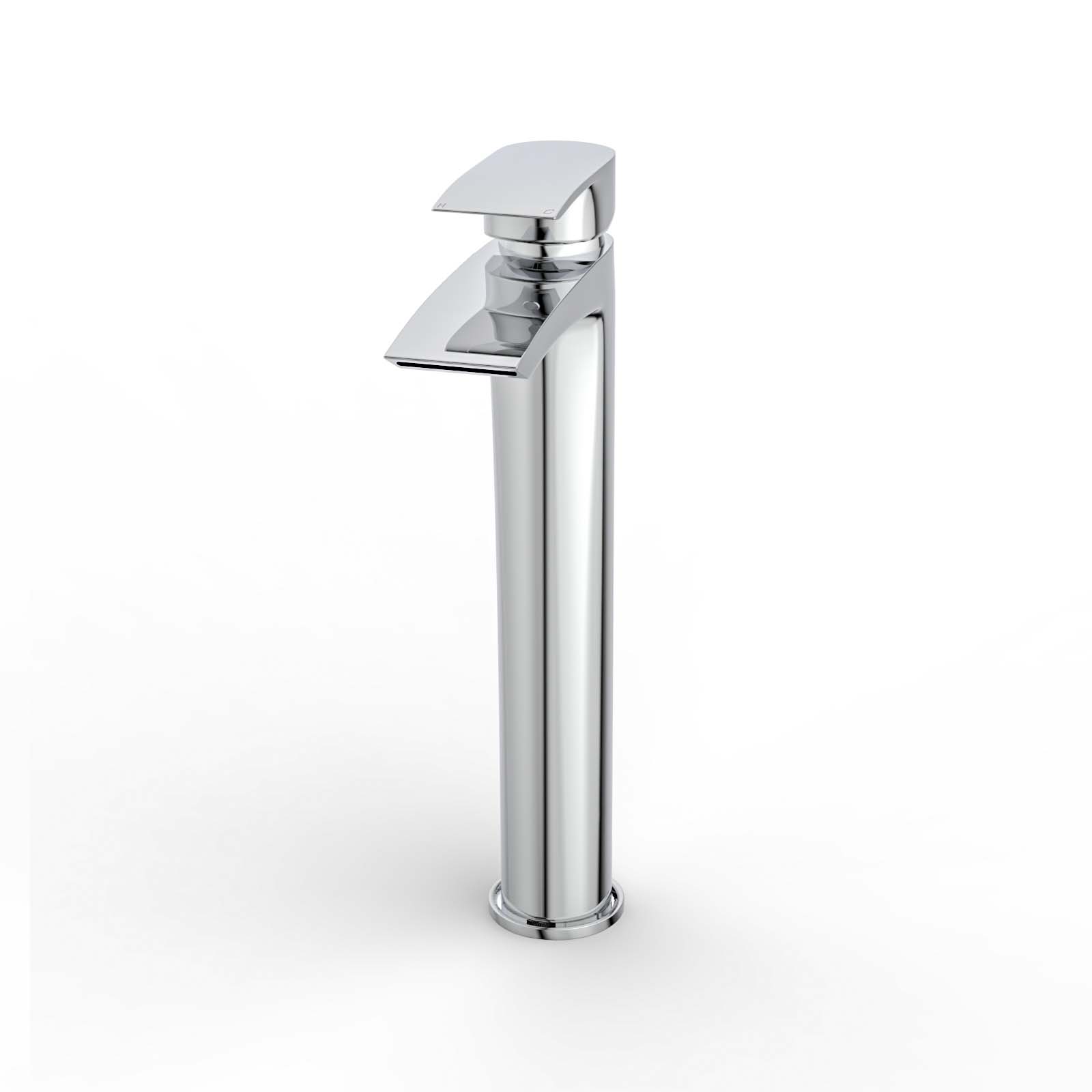 Vago Modern Bathroom Chrome Extended Countertop Basin Mixer Tap