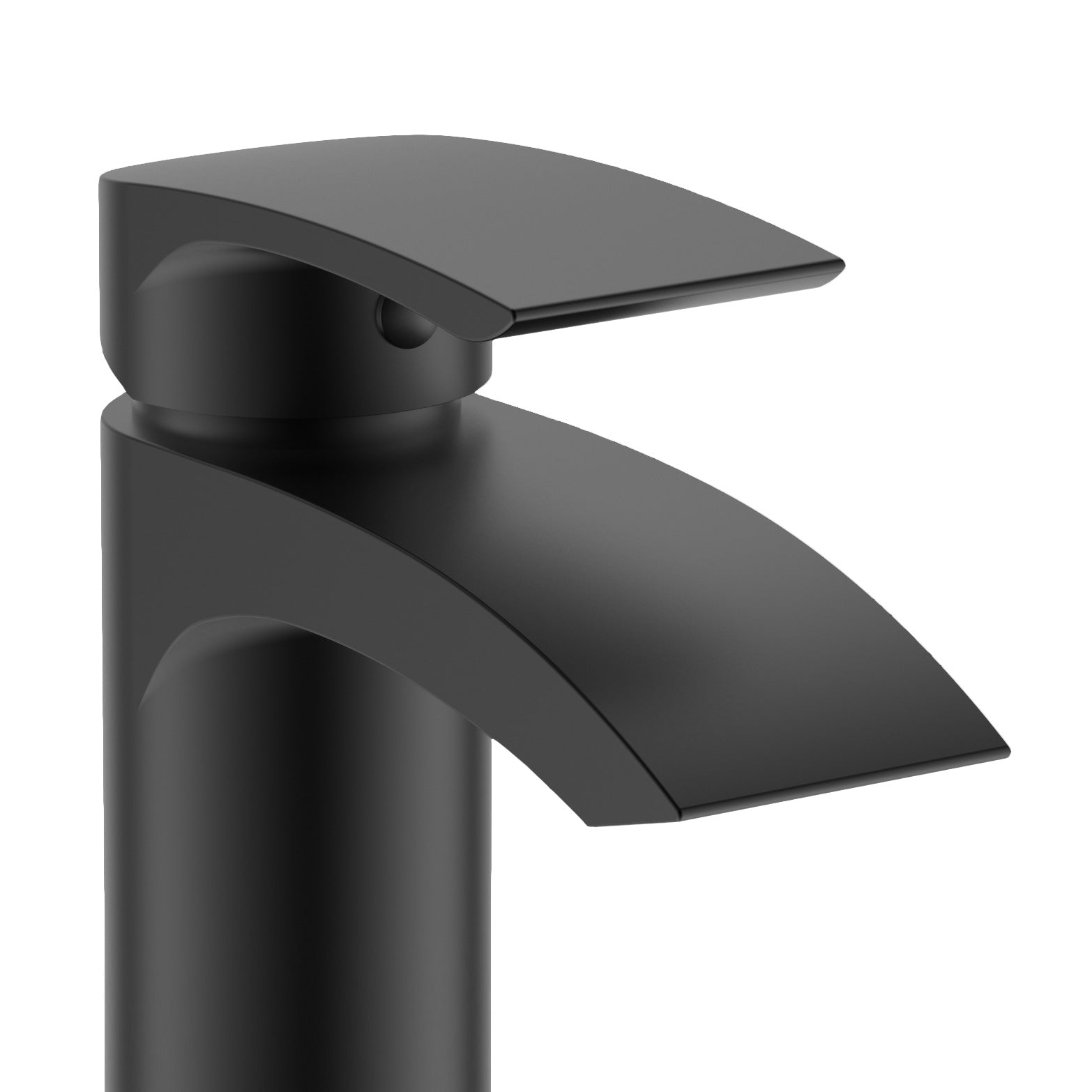 Vago Modern Matte Black Waterfall High Rise Tall Basin Mixer Tap & Waste