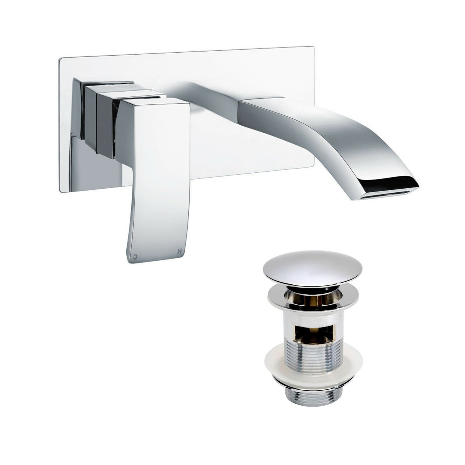 Chrome Designer Bathroom Concealed Wall Mounted Waterfall Basin Sink Single Lever Tap