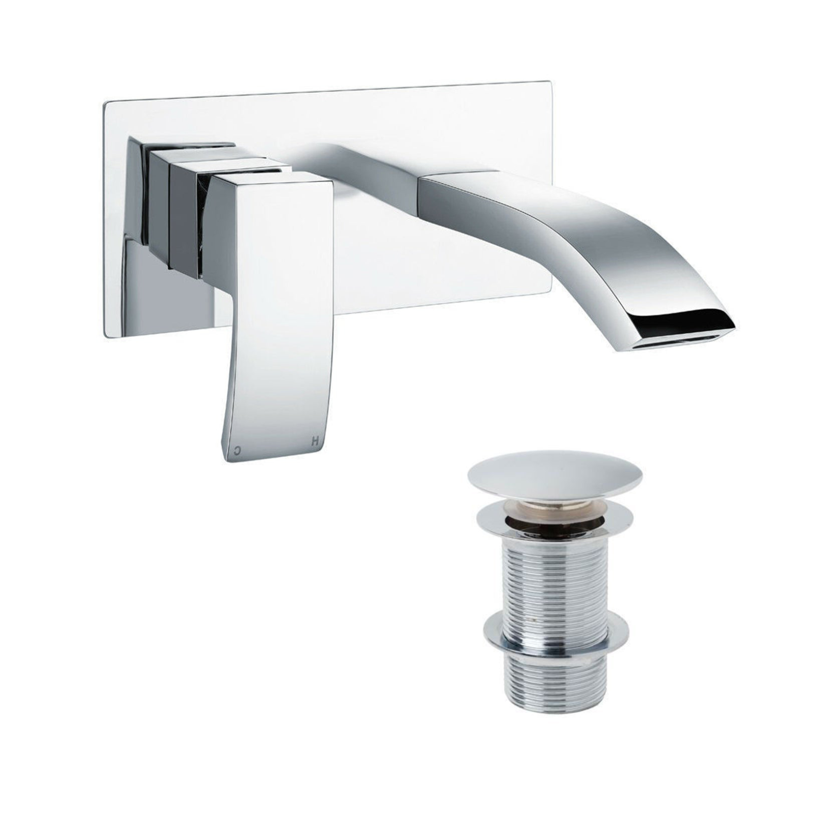 Chrome Designer Bathroom Concealed Wall Mounted Waterfall Basin Sink Single Lever Tap