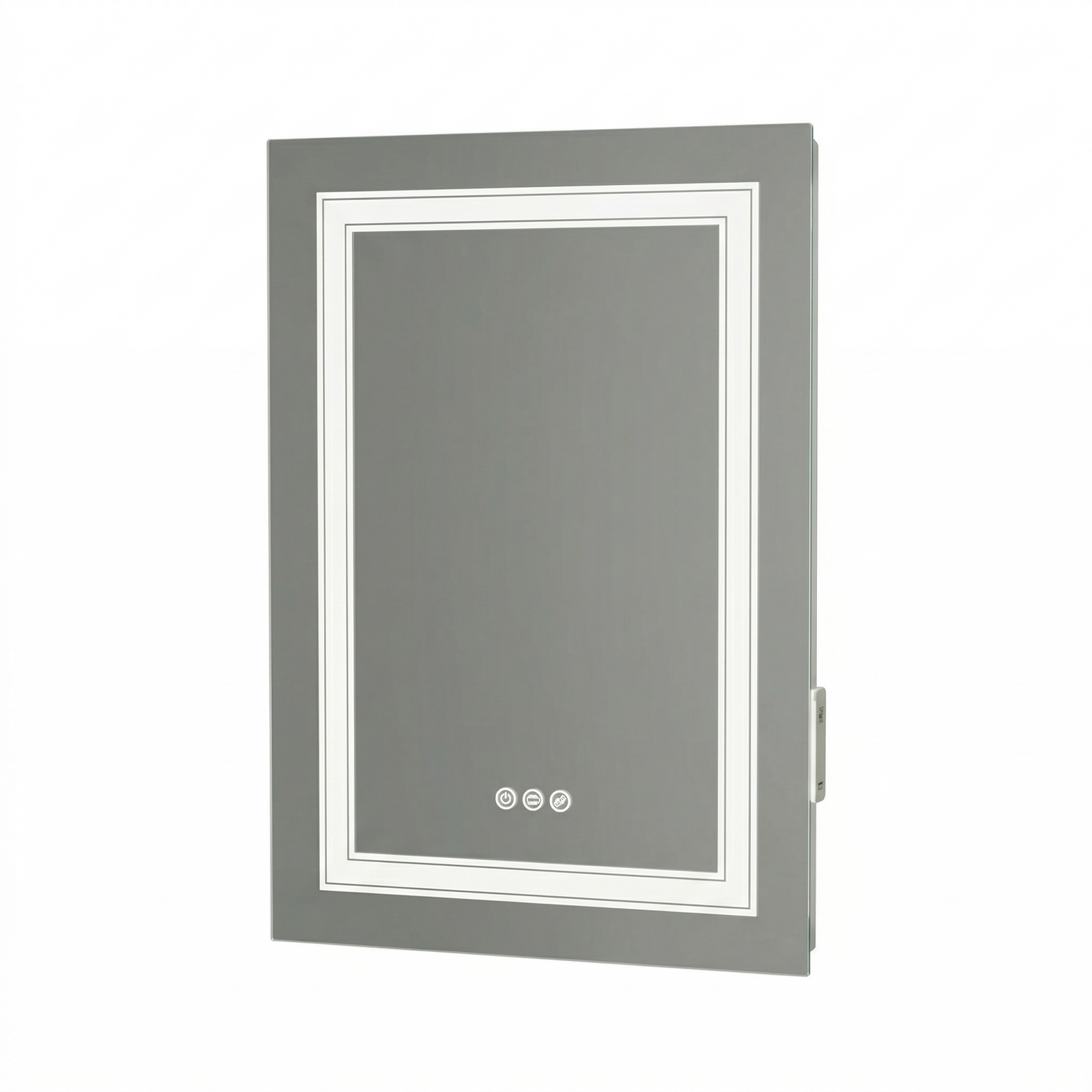 Kartell Scope 500mm W x 700mm H Rectangle Chrome Frameless Portrait LED Mirror Wall Mounted with Charger Socket - SC5070P