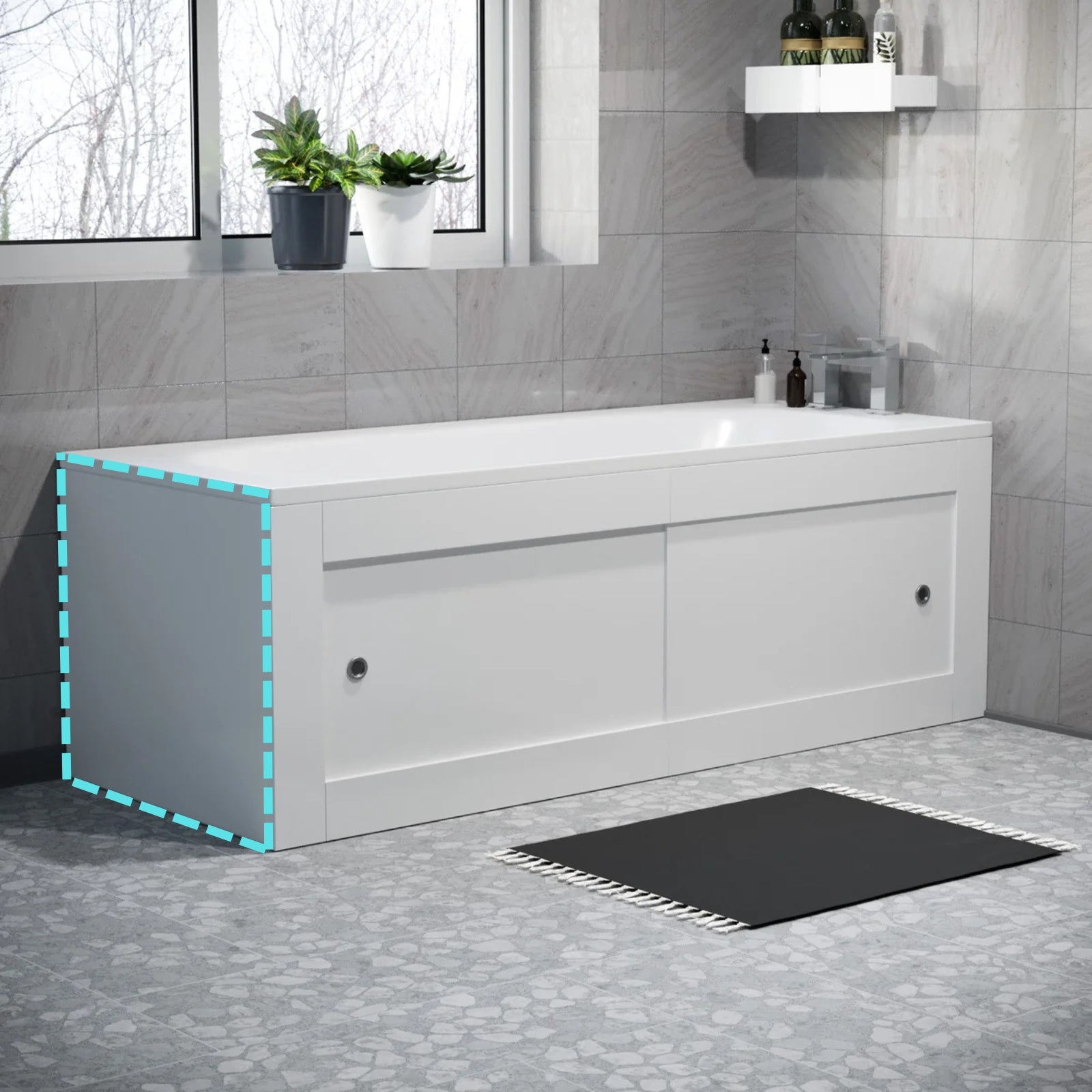 White PVC 700mm End Bath Panel - Adjustable Height
