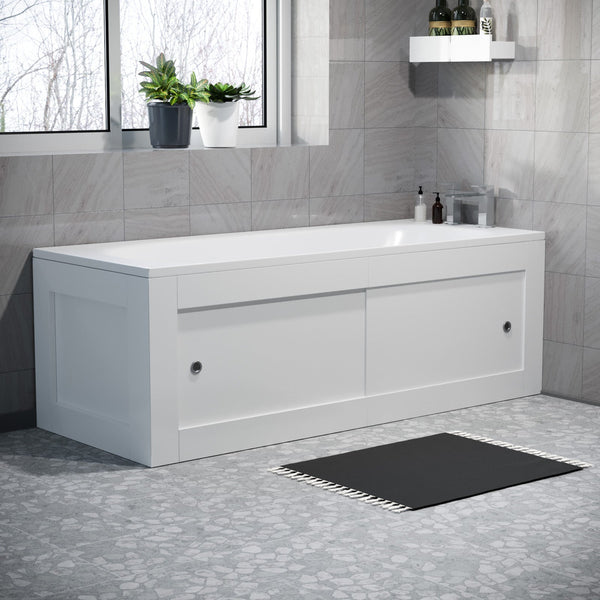 PVC 1700mm Front & End Bath Panels with 2 Sliding Doors - Adjustable Height