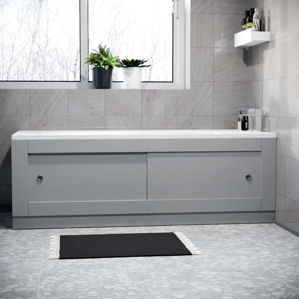 Matt Grey PVC 1800mm 2 Sliding Doors Bath Front Panel