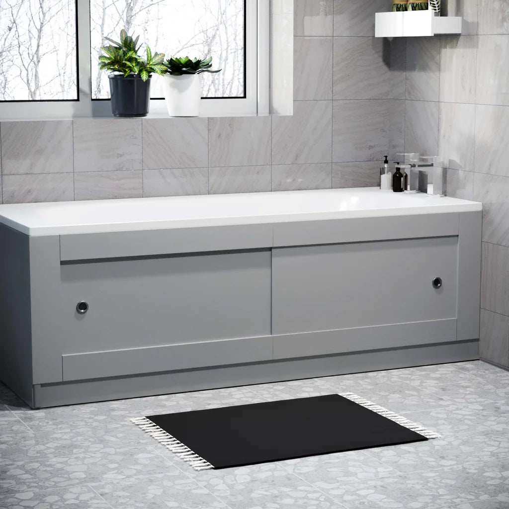 Matt Grey PVC 1800mm 2 Sliding Doors Bath Front Panel