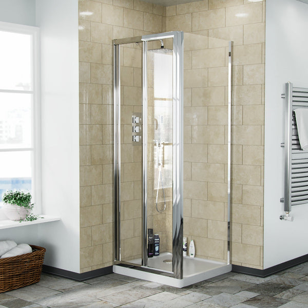 Jupiter chrome framed shower bi-fold enclosure 700 x 700 mm image # Options_700 x 700 mm