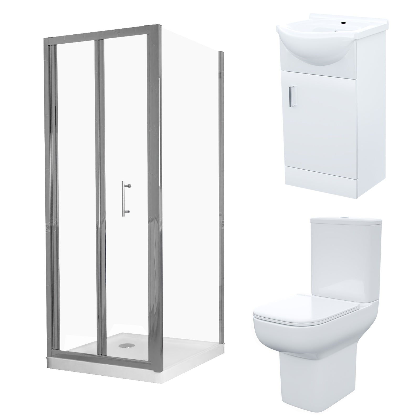 Ellen 760mm Shower Enclosure, Side Panel, 450mm Vanity Unit & Toilet