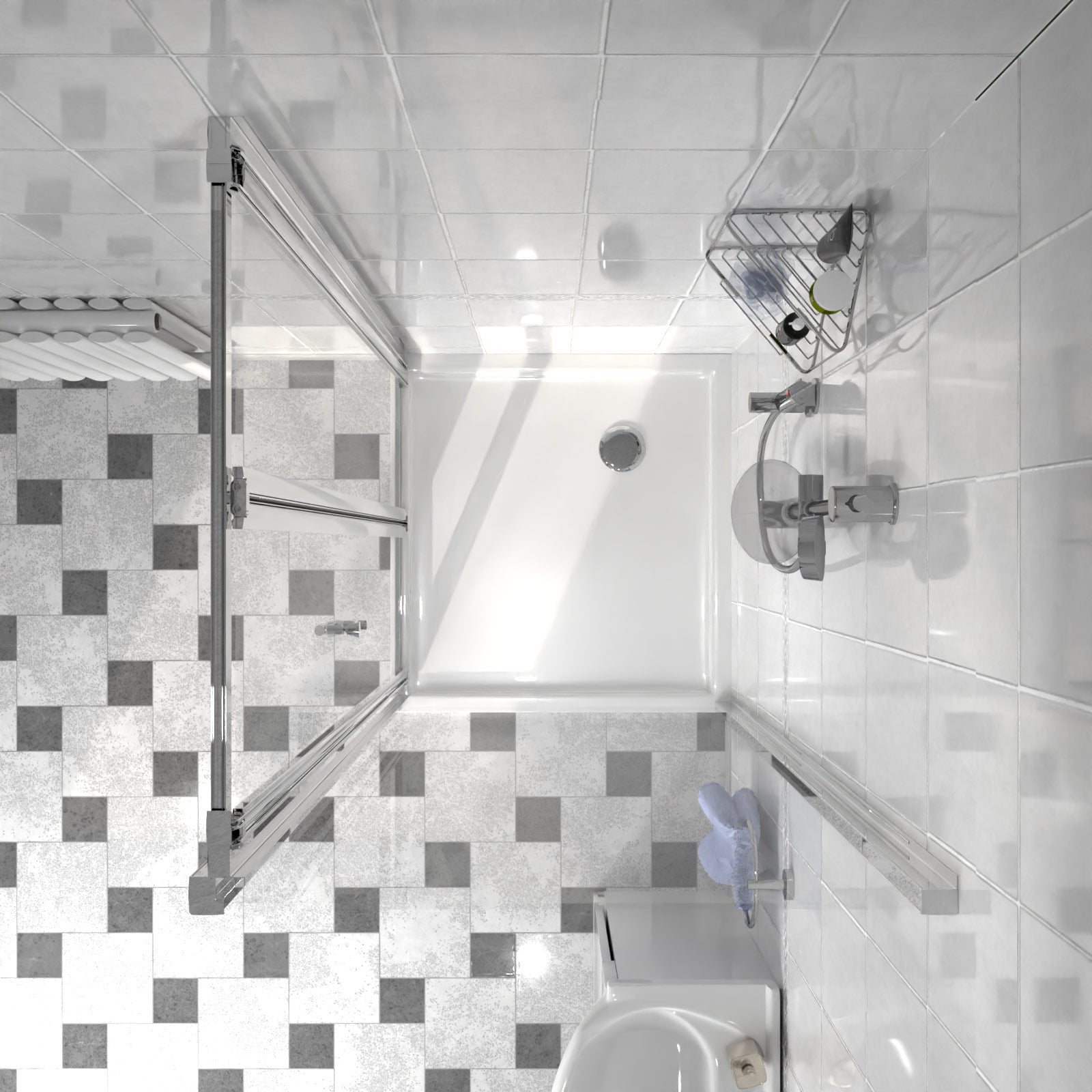 Jupiter chrome framed shower bi-fold enclosure image front view