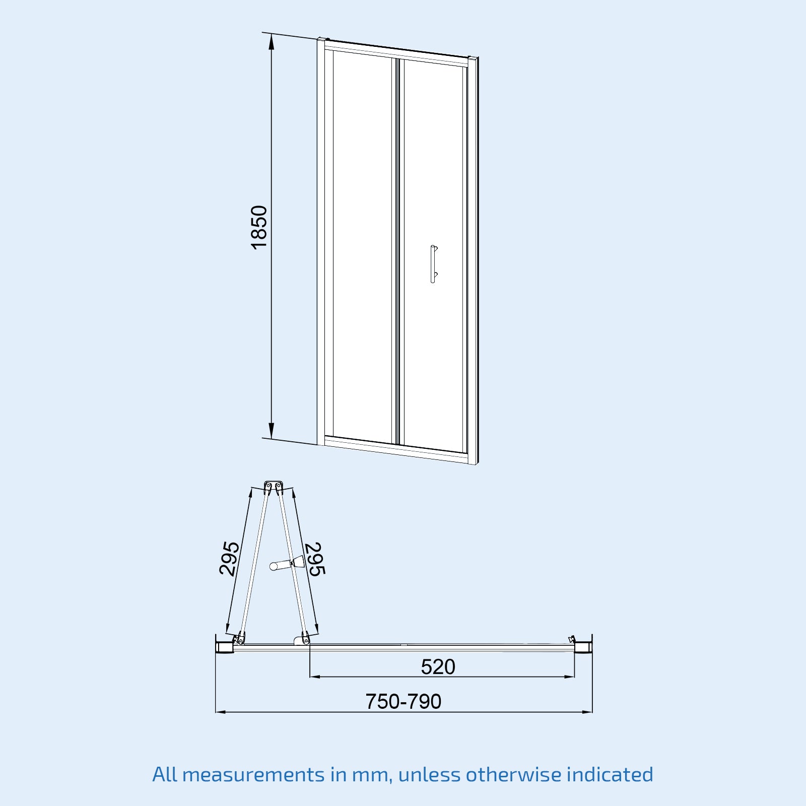 Bi-fold shower door 800 mm image # Options_800 mm