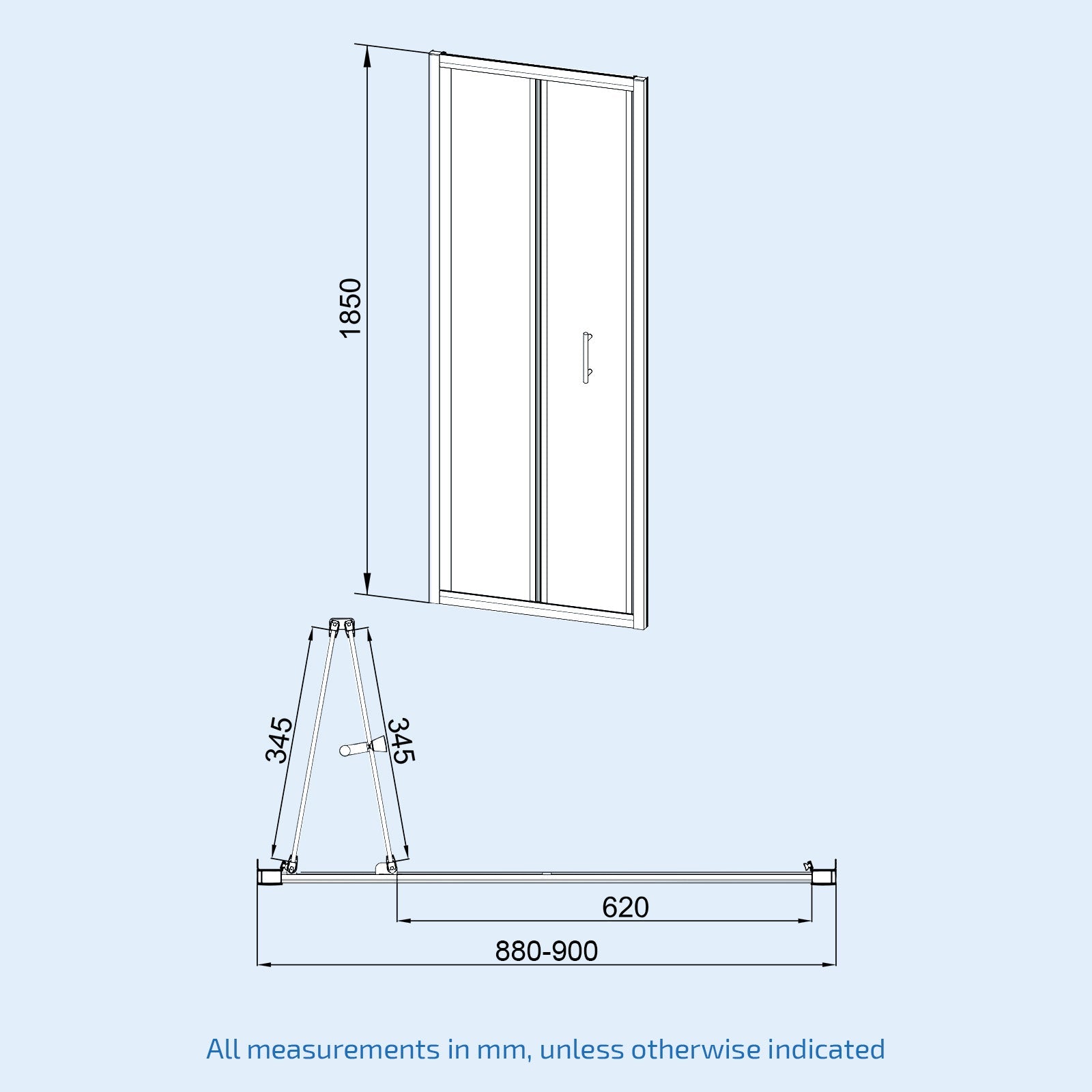 Square Shower Enclosure Suite, Bi-Fold Shower enclosure, Tray, Waste, Close Coupled Toilet