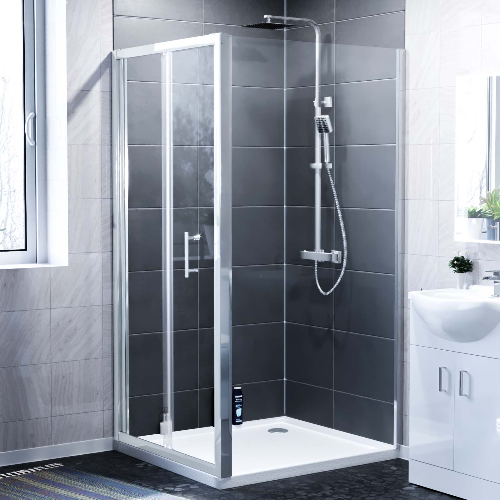 Jupiter chrome framed shower bi-fold enclosure image front view