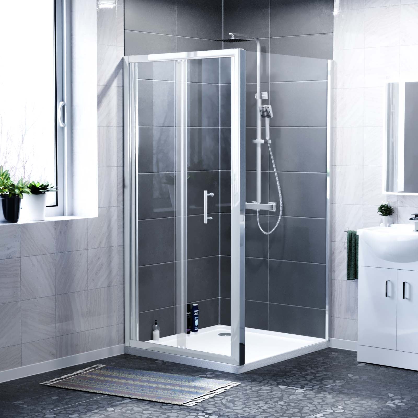 Jupiter chrome framed shower bi-fold enclosure image front view