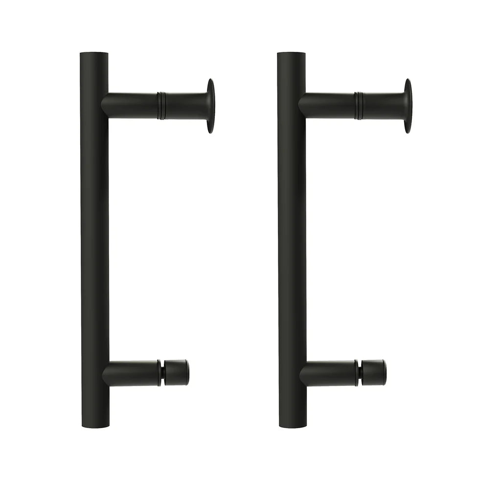 Black Pair of Universal Rounded 140mm Hole Centre Shower Door Handles