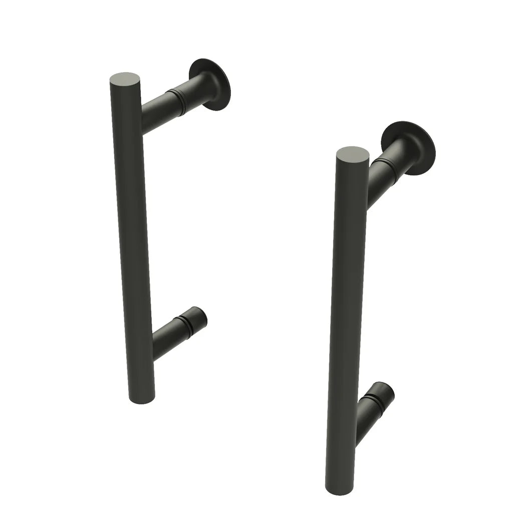 Black Pair of Universal Rounded 140mm Hole Centre Shower Door Handles