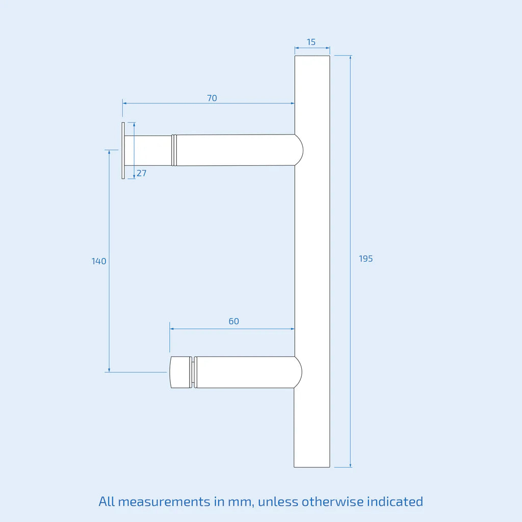 Black Pair of Universal Rounded 140mm Hole Centre Shower Door Handles