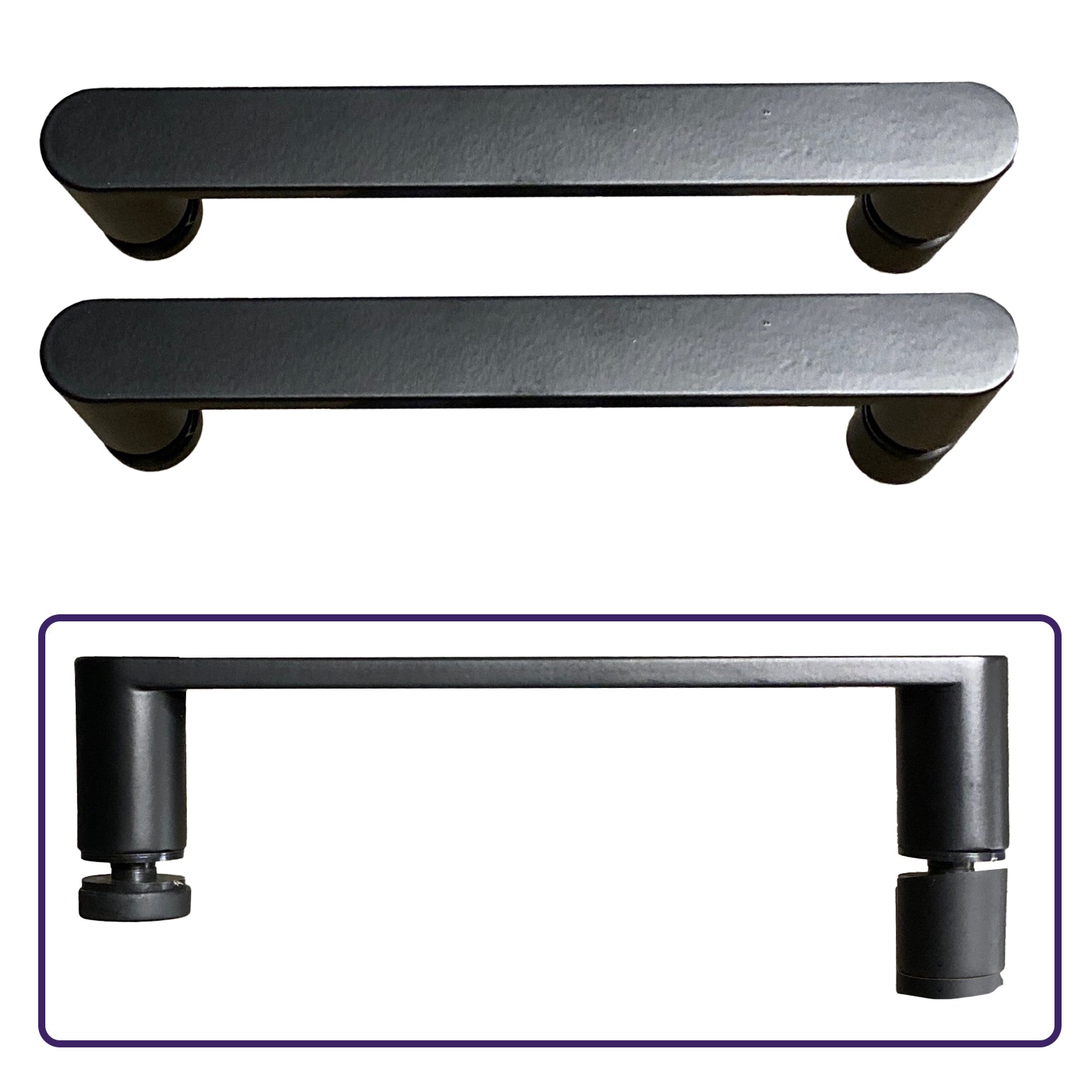 A Pair of Round 160mm Shower Door Handle Matte Black