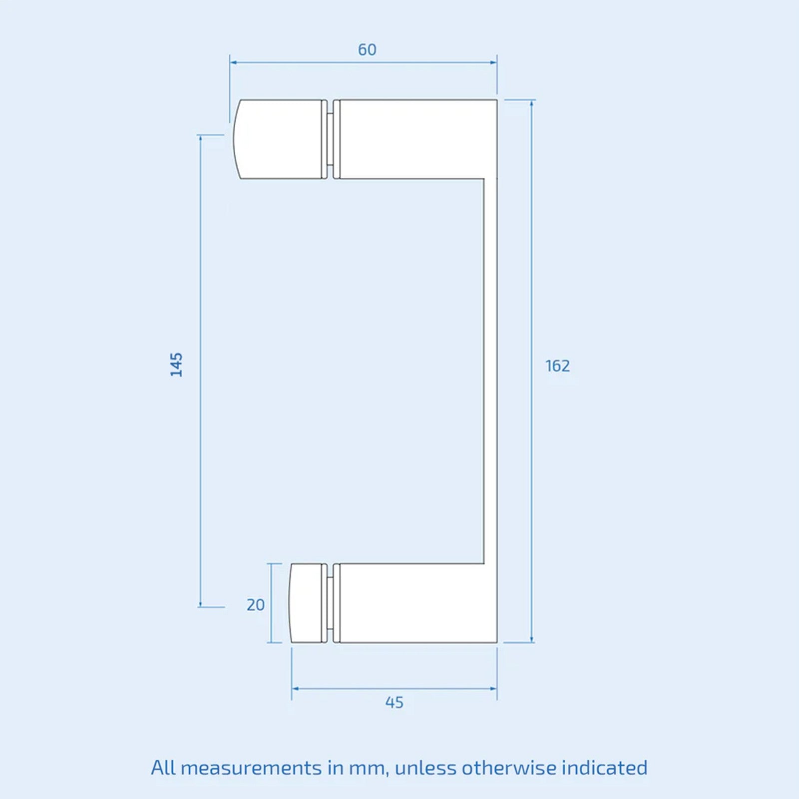 Brushed Brass Pair of Universal Rounded Shower Door Handles