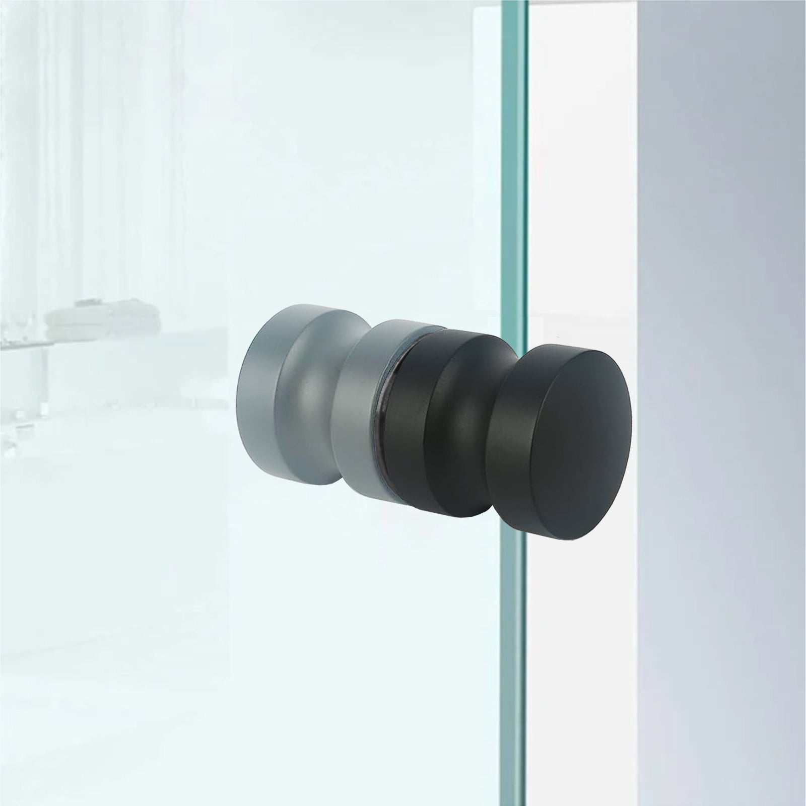 Round Black Aluminum Shower Door Knob Handle