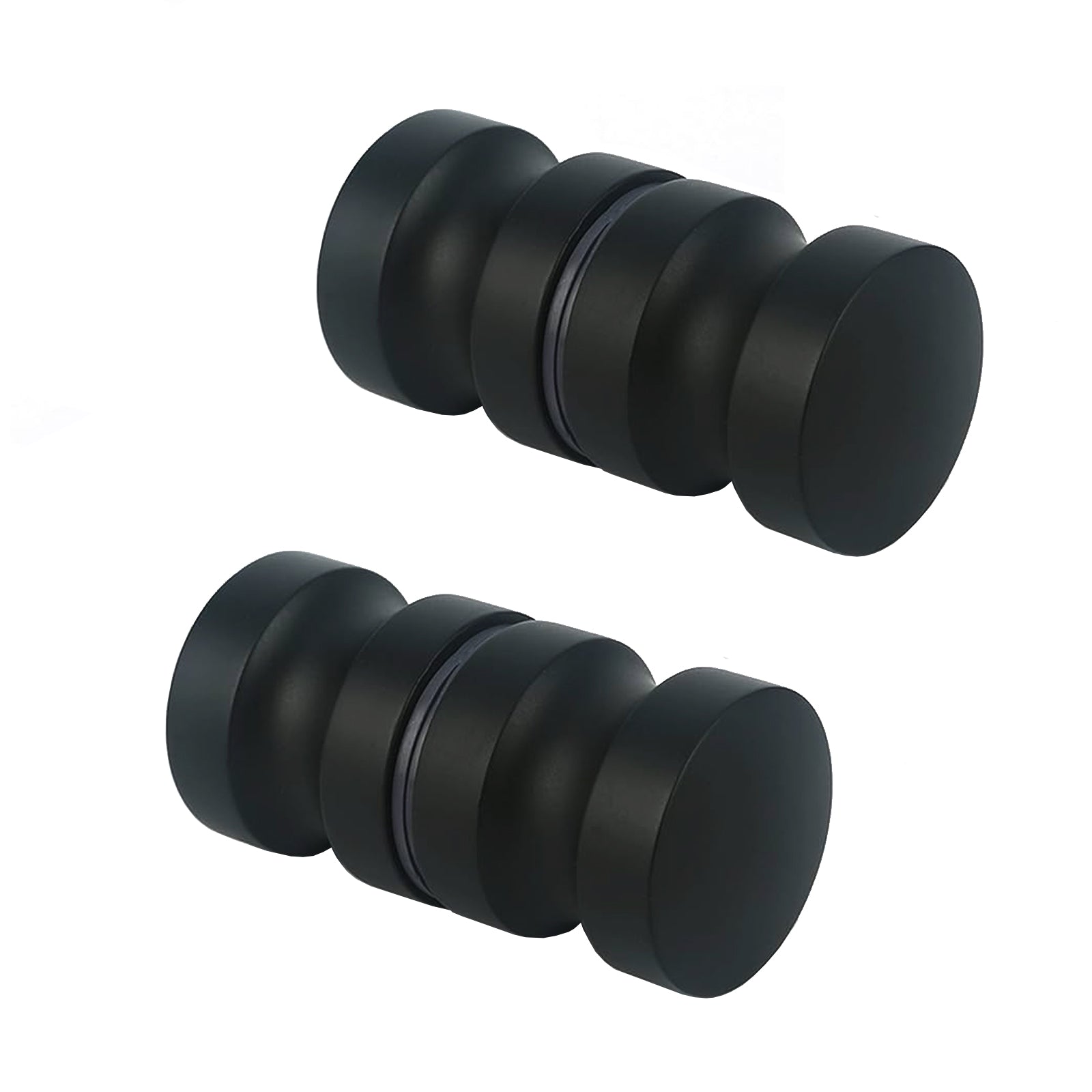 Round Black Aluminum Shower Door Knob Handle Set Of 2