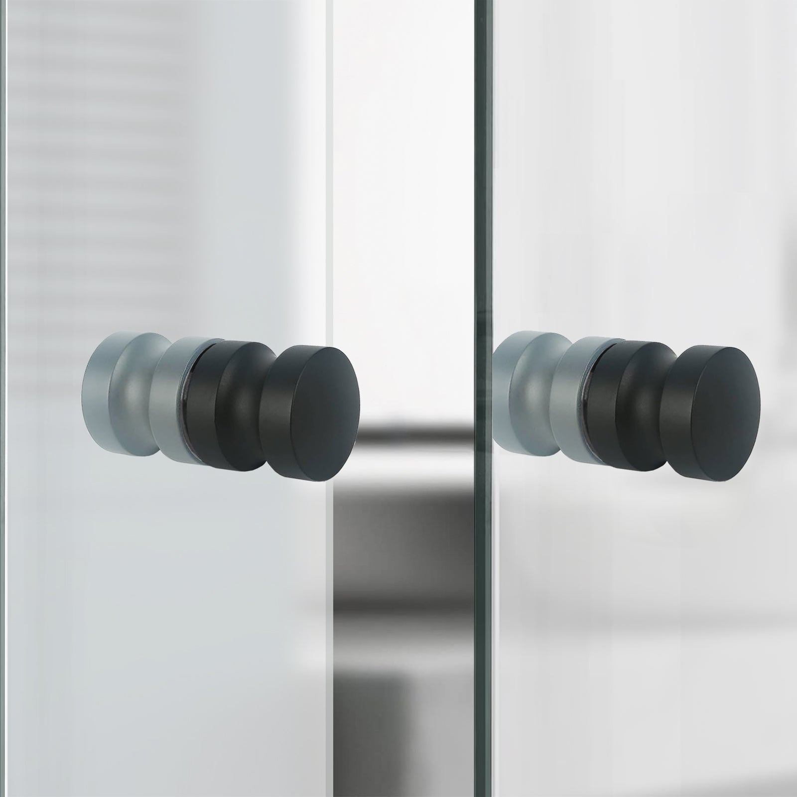 Round Black Aluminum Shower Door Knob Handle Set Of 2