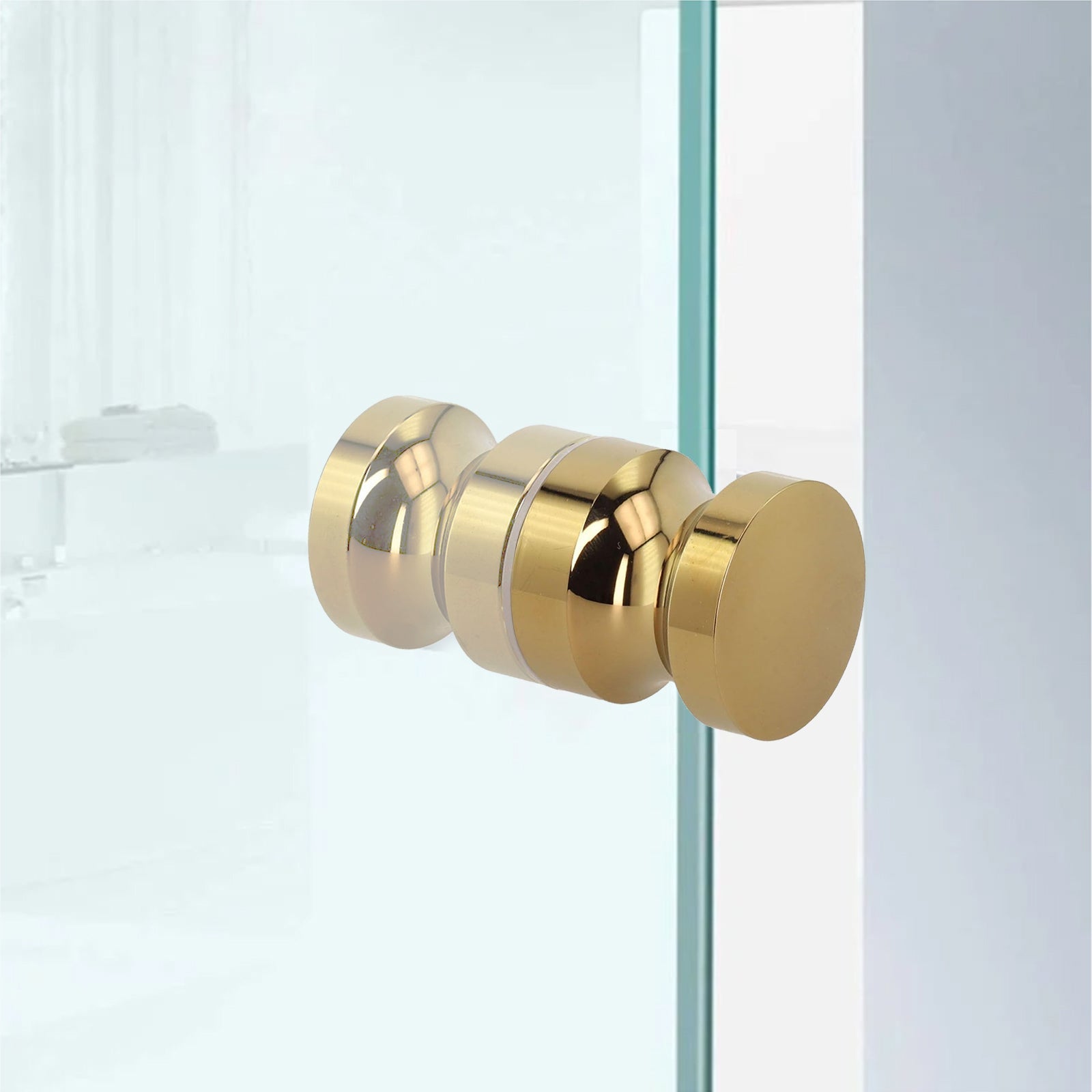 Round Brushed Brass Aluminium Shower Door Knob Handle