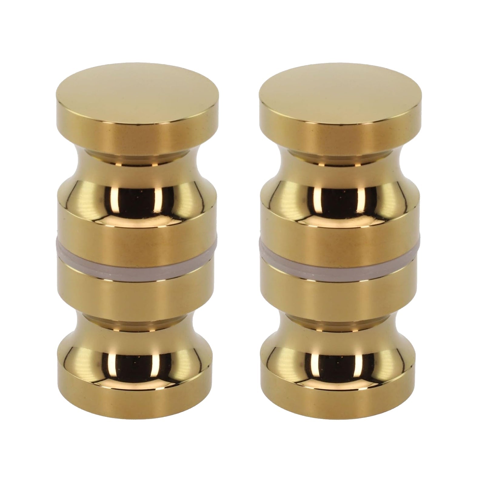 Round Brushed Brass Aluminium Shower Door Knob Handle Set Of 2