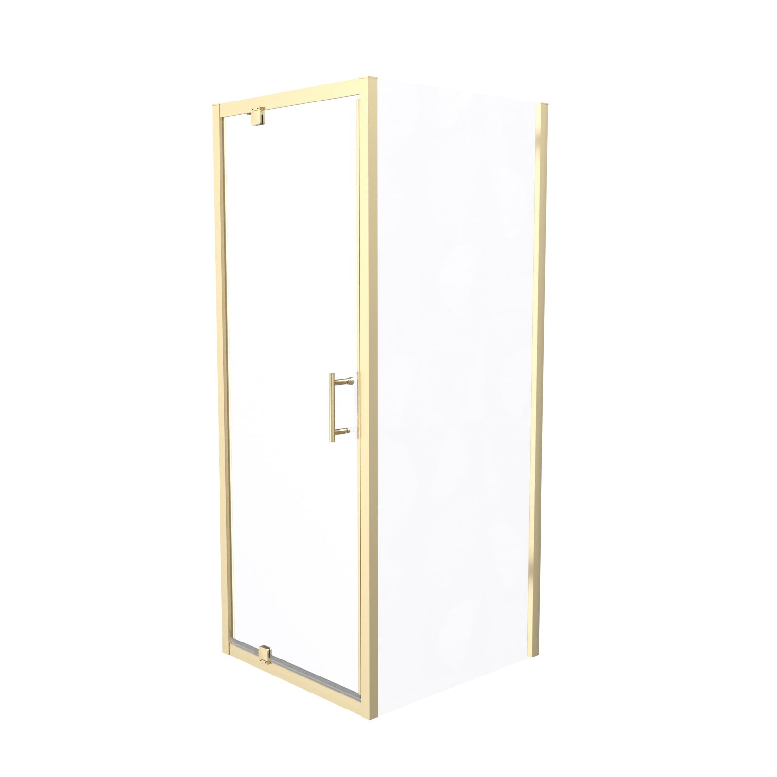 Jupiter 800 x 800mm Brushed Brass Framed Pivot Door Shower Enclosure & Side Panel