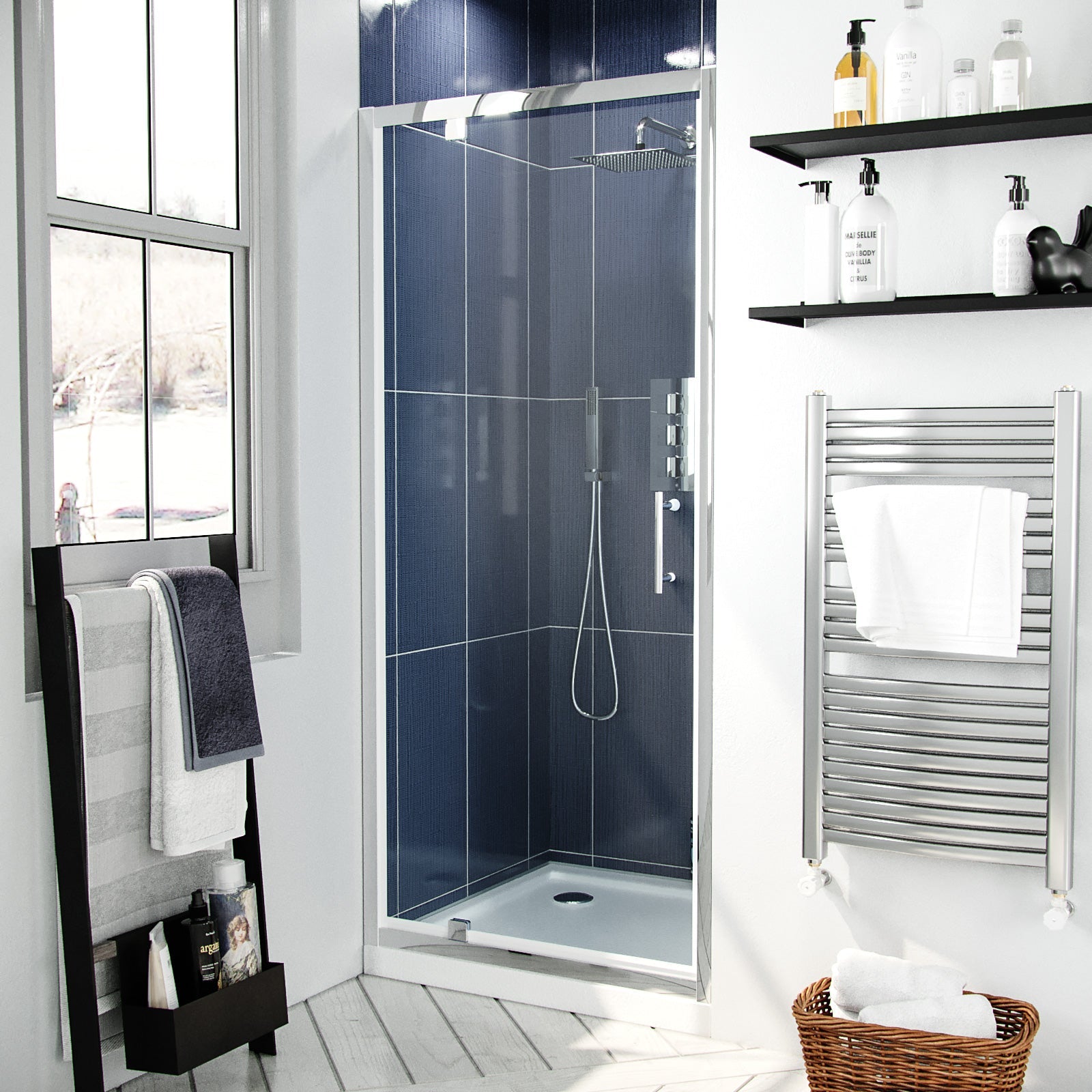 Pivot shower enclosure door image front view