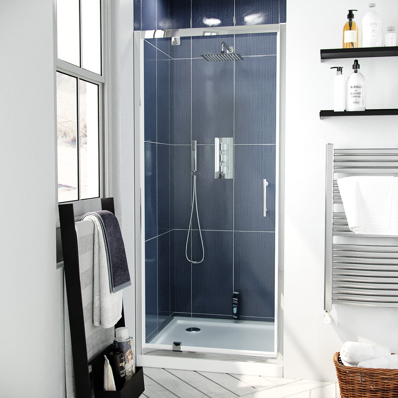 Jupiter Modern Pivot Shower Door Enclosure Screen Safety Glass