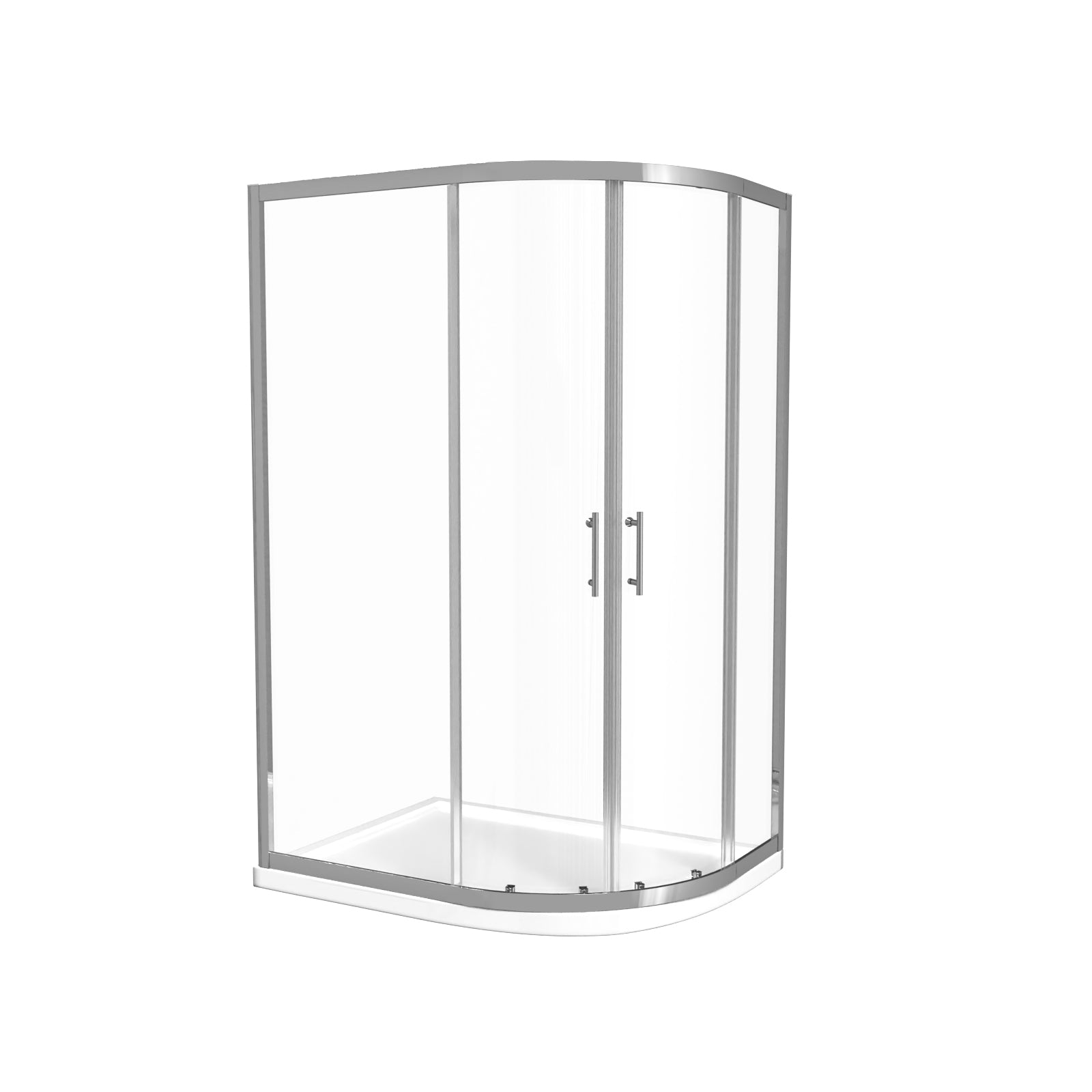 RH 1200 x 900mm Chrome Framed Offset Quadrant Shower Enclosure & Tray