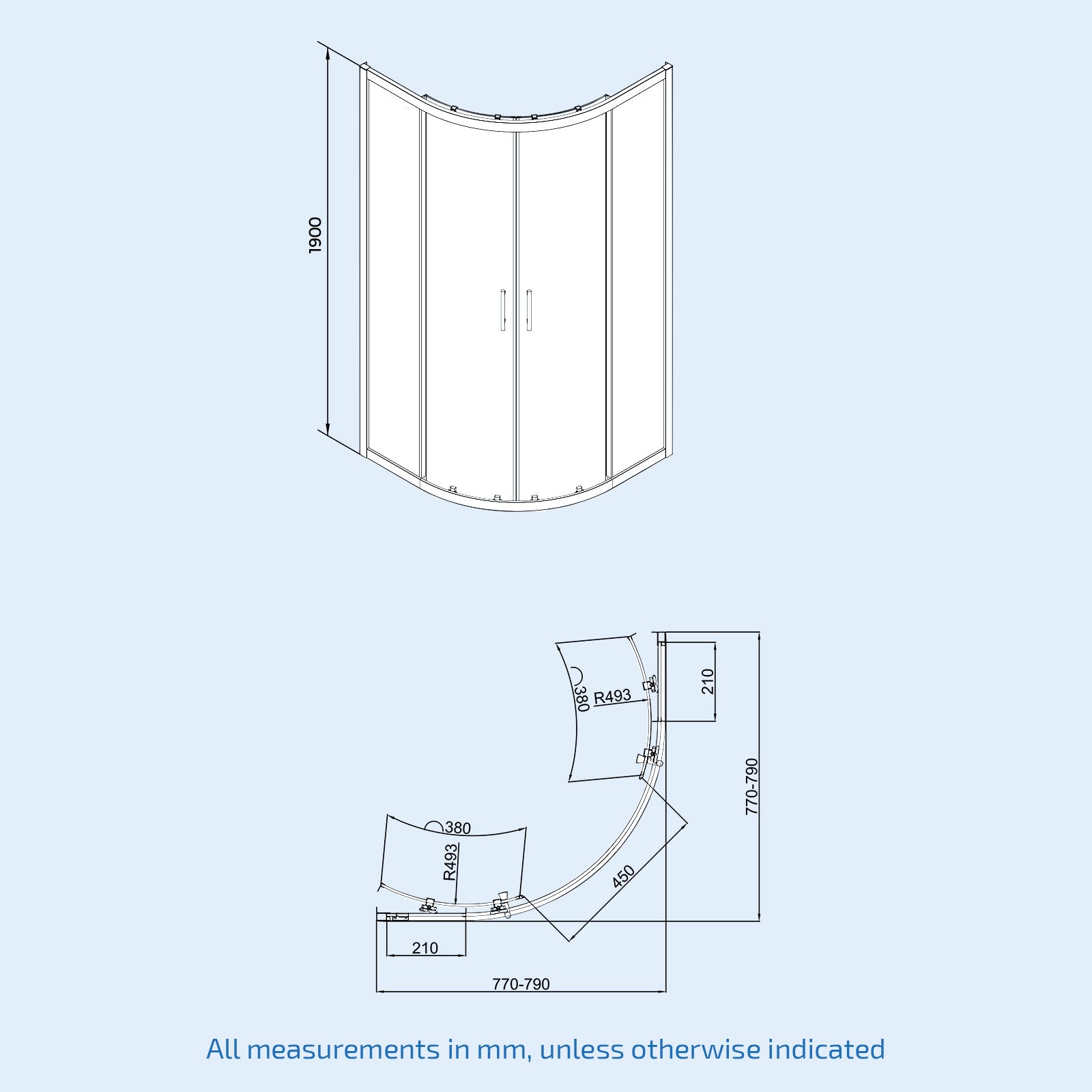Hardwick Frameless Quadrant Sliding Enclosure #Options_800 mm